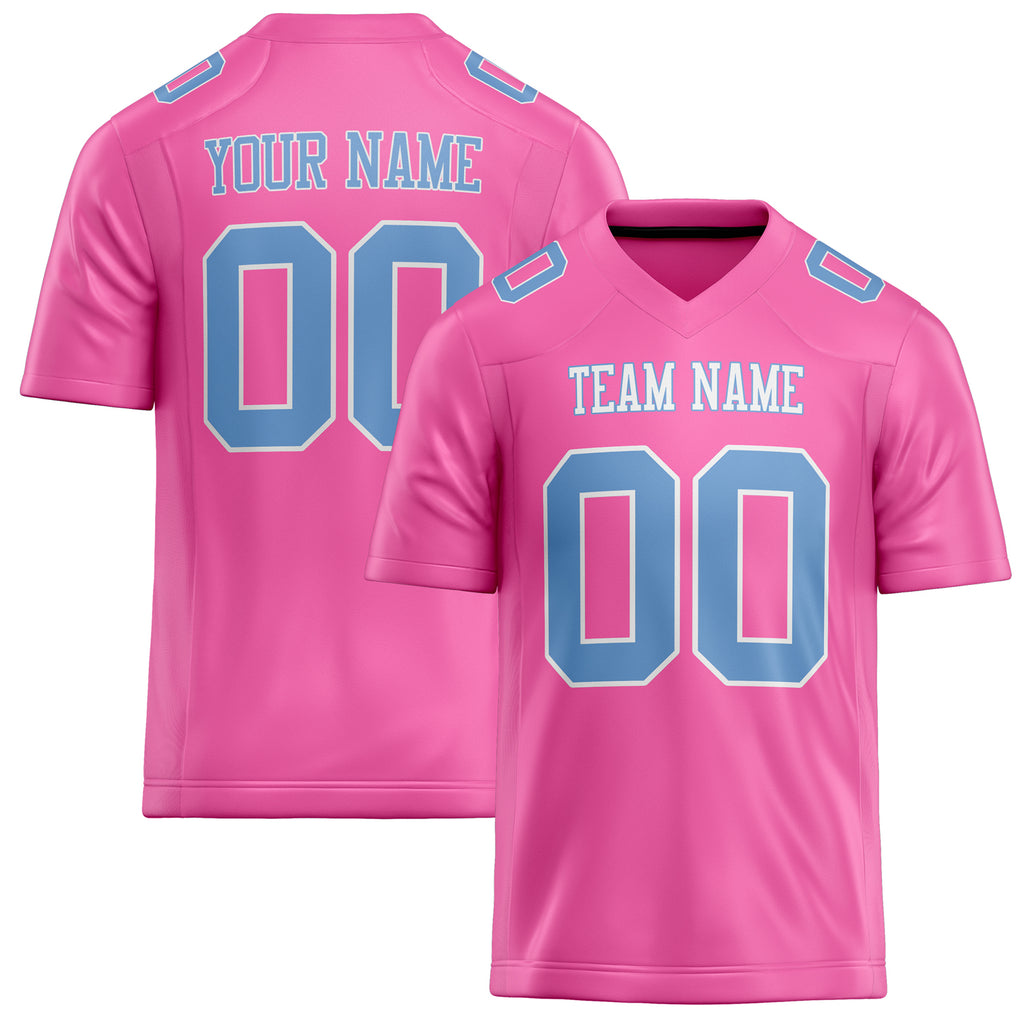 Personalized Pink Light Blue Solid Colour Football Jersey FT02240730PI398