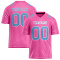 Personalized Pink Light Blue Solid Colour Football Jersey FT02240730PI398