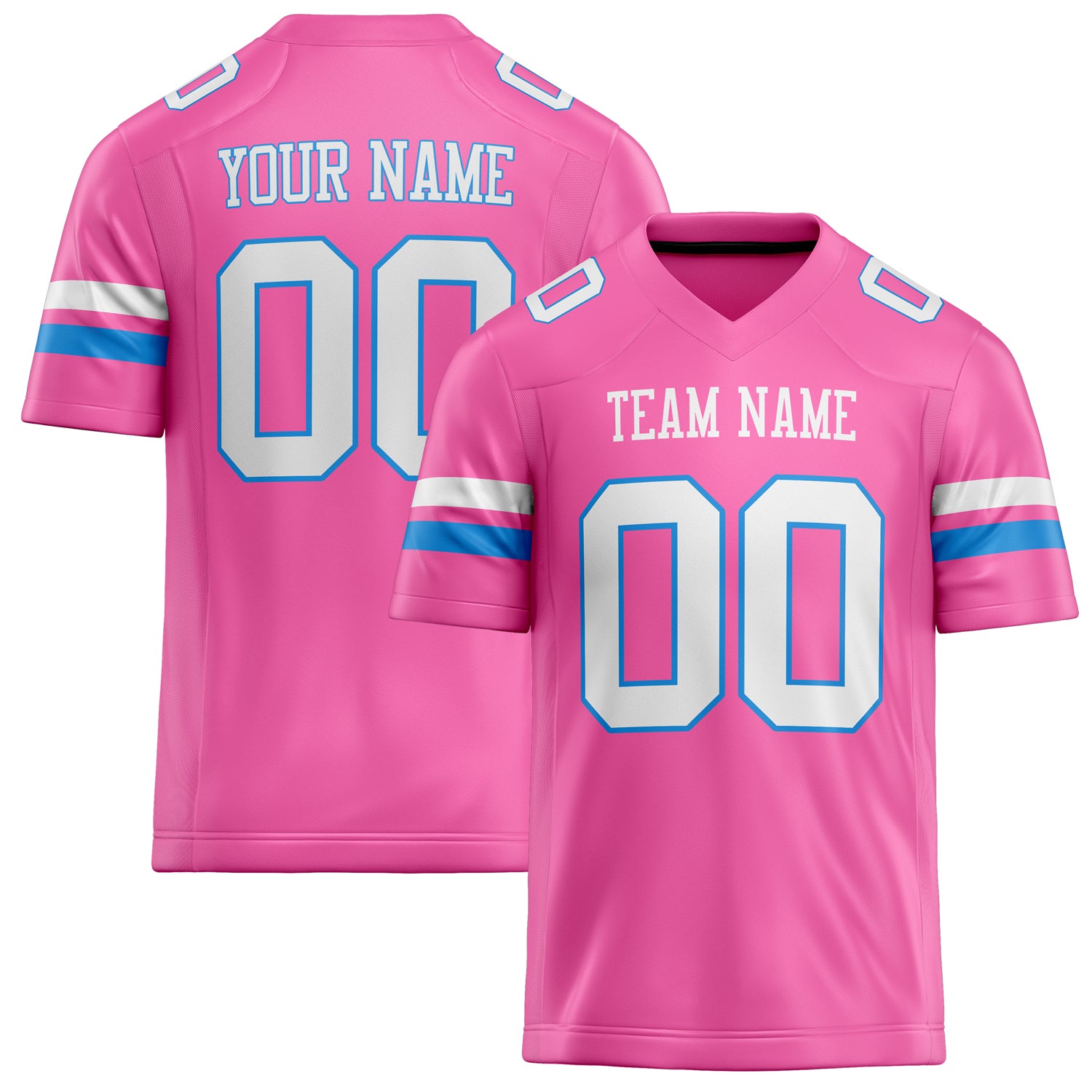 Personalized Pink White Solid Colour Football Jersey FT02240730PI399