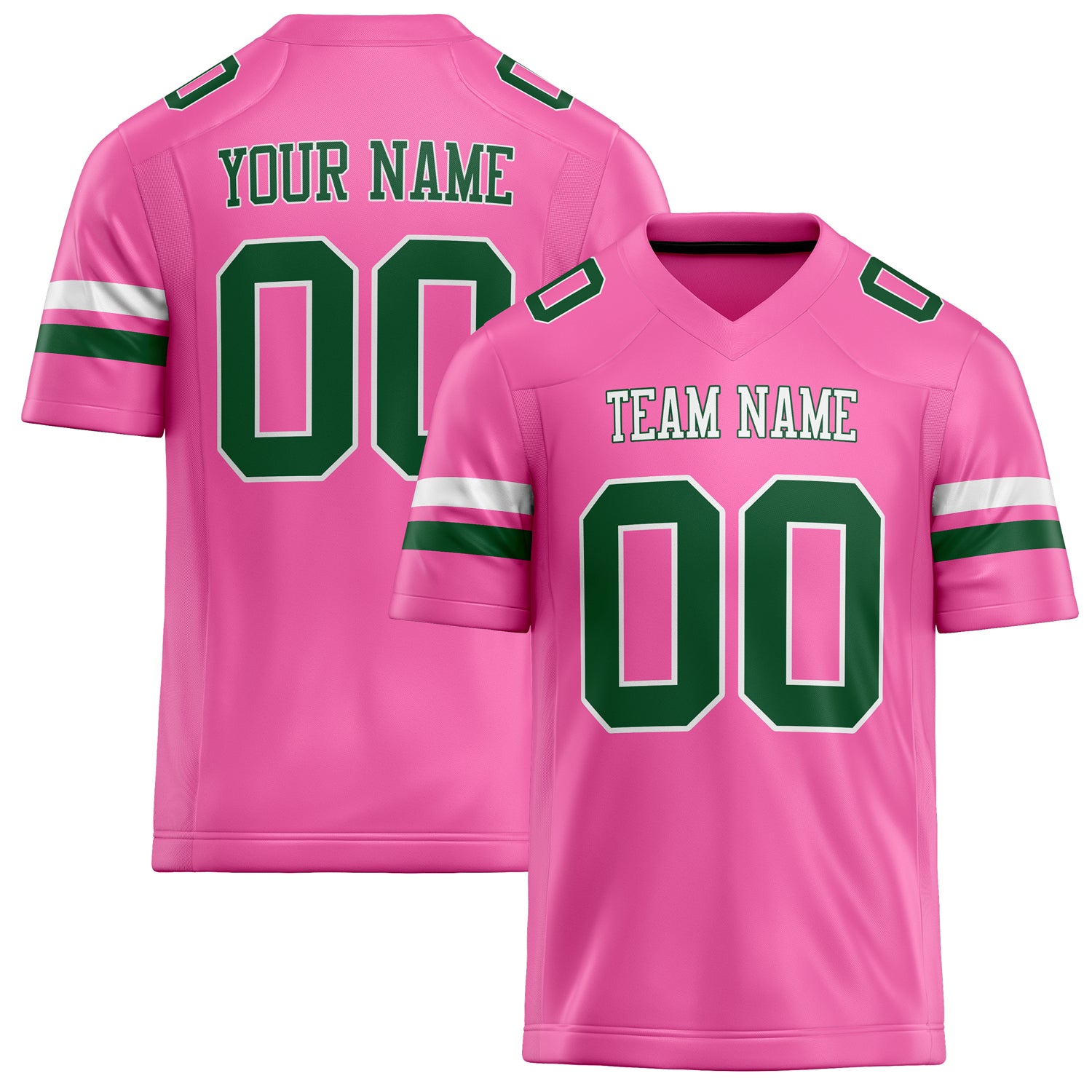 Personalized Pink Green Solid Colour Football Jersey FT02240730PI406