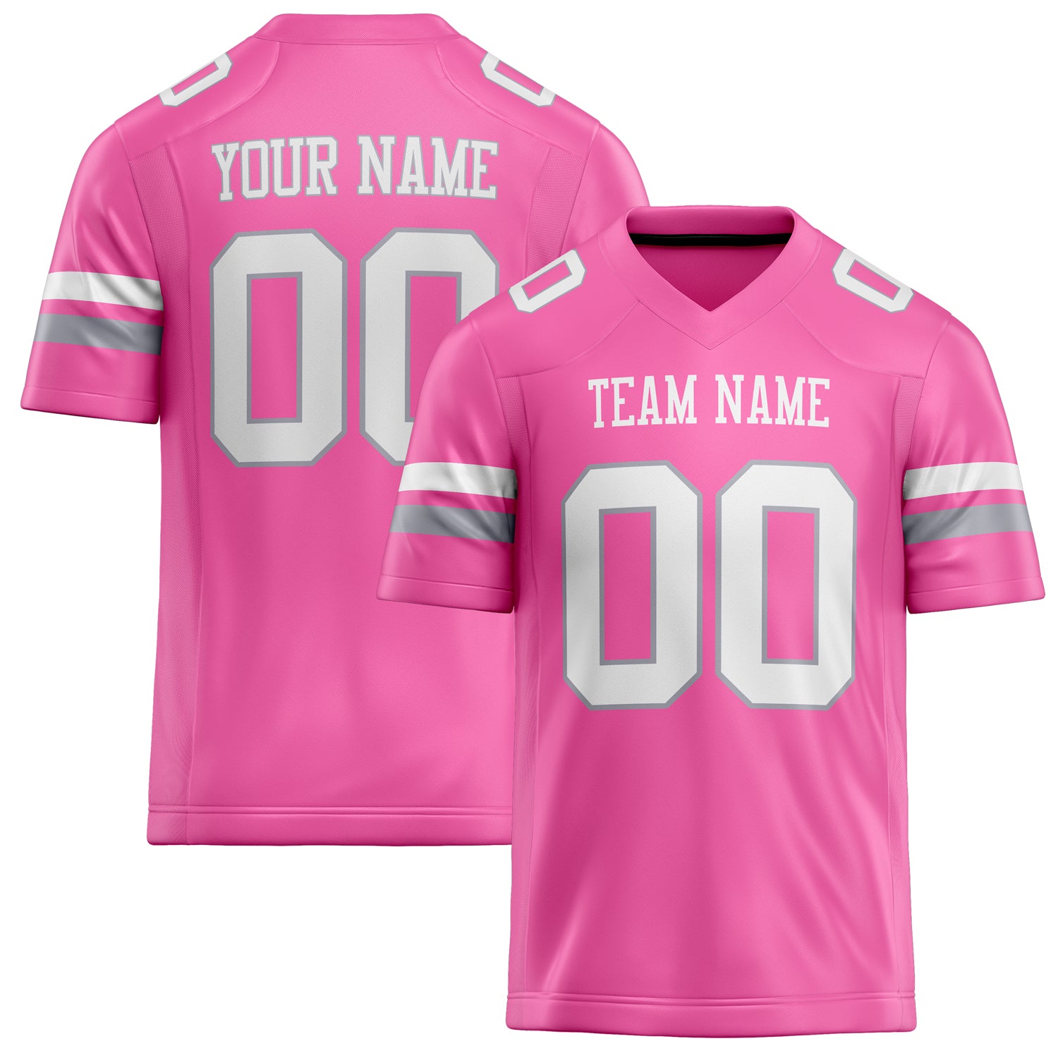Personalized Pink White Solid Colour Football Jersey FT02240730PI407