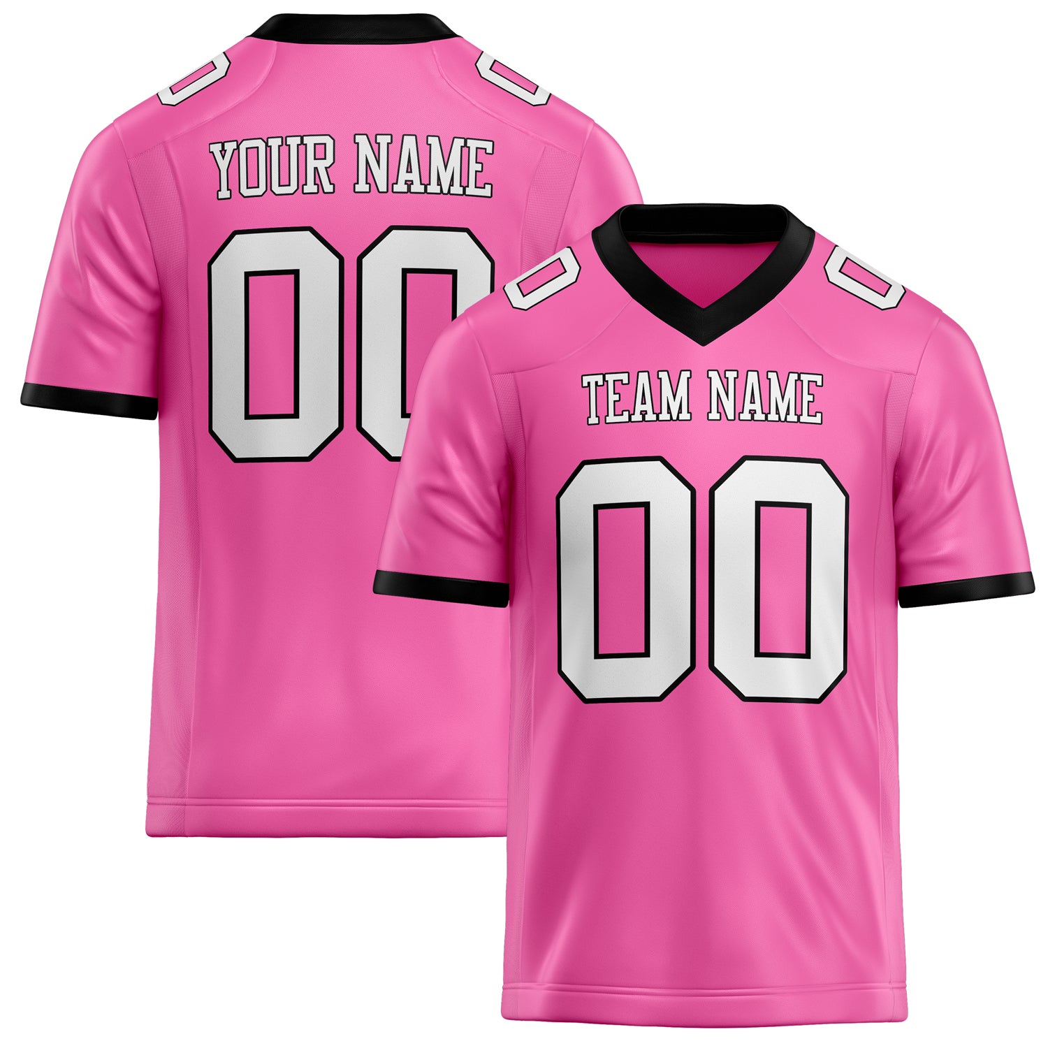 Personalized Pink White Solid Colour Football Jersey FT02240730PI409