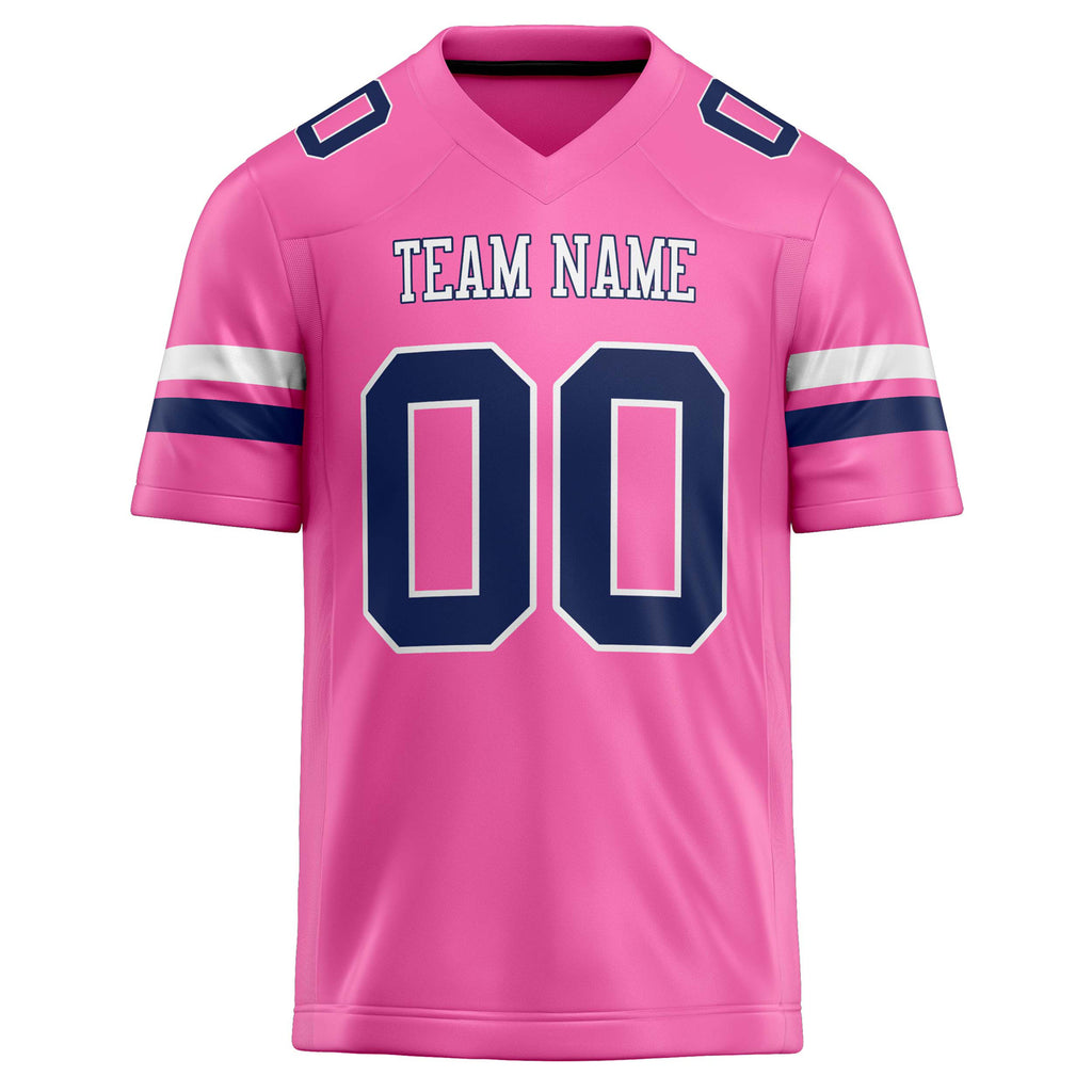 Personalized Pink & navy Solid Colour Football Jersey