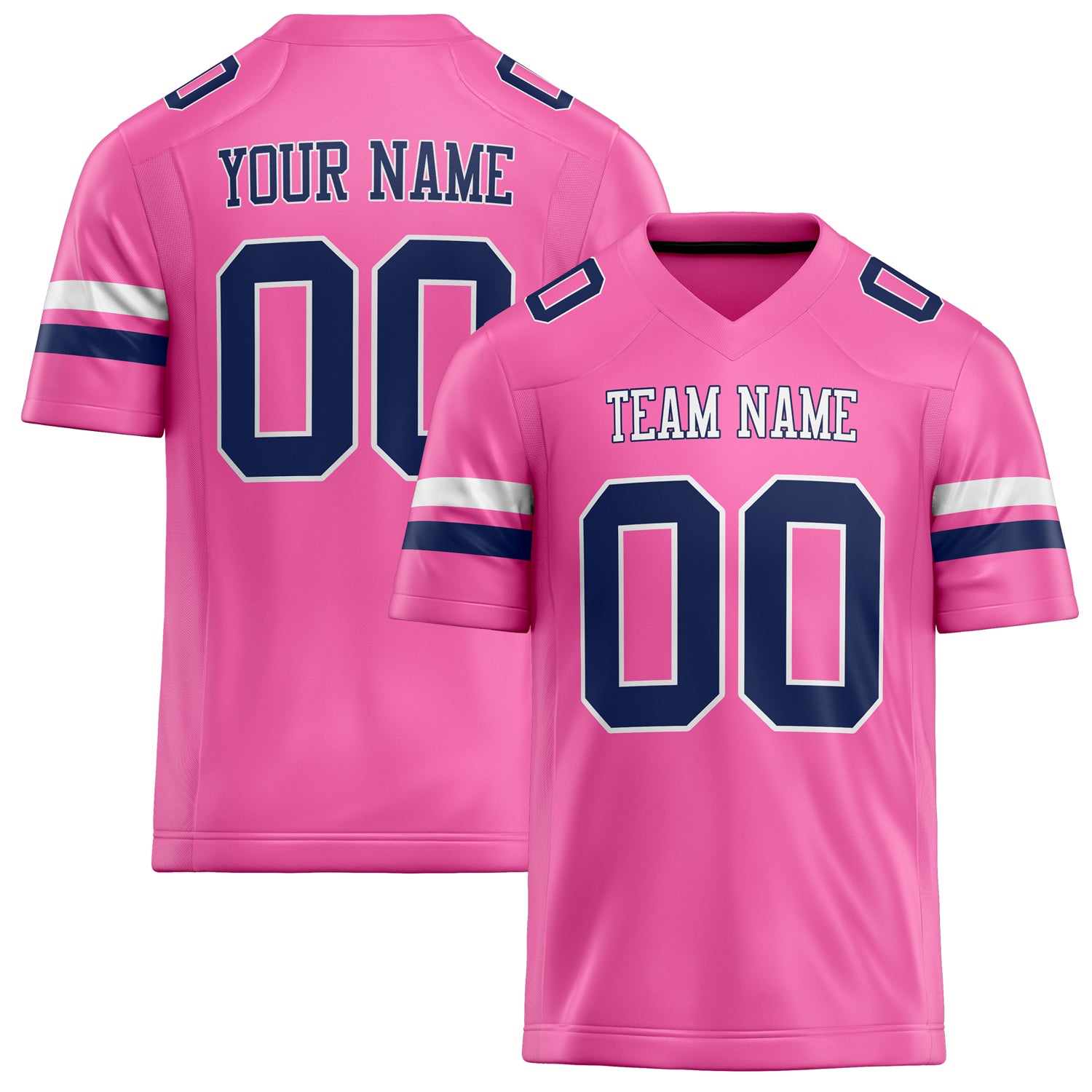 Personalized Pink navy Solid Colour Football Jersey FT02240730PI410