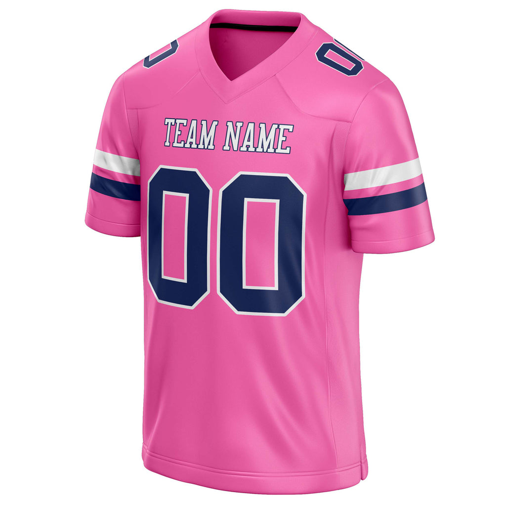 Personalized Pink & navy Solid Colour Football Jersey