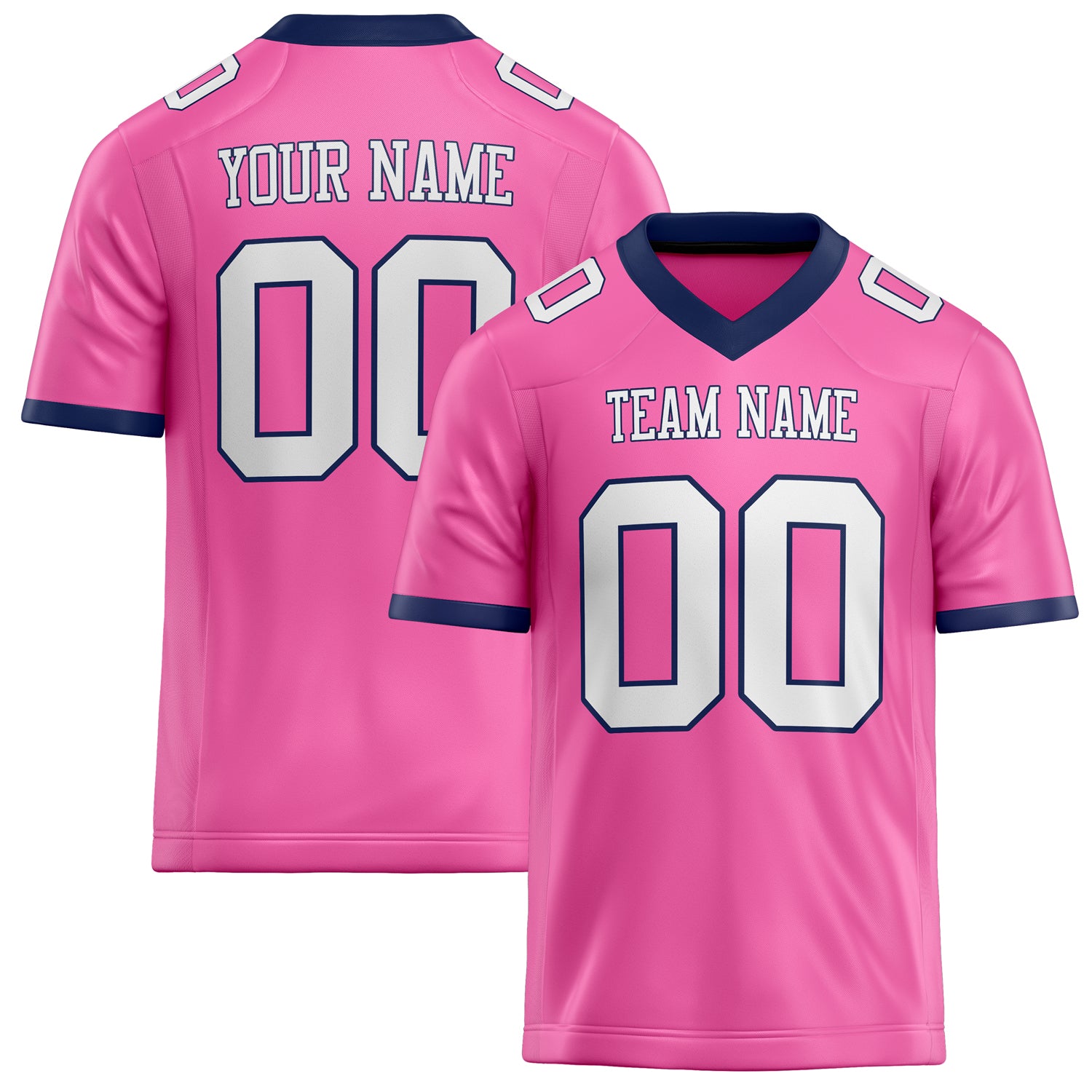Personalized Pink White Solid Colour Football Jersey FT02240730PI412