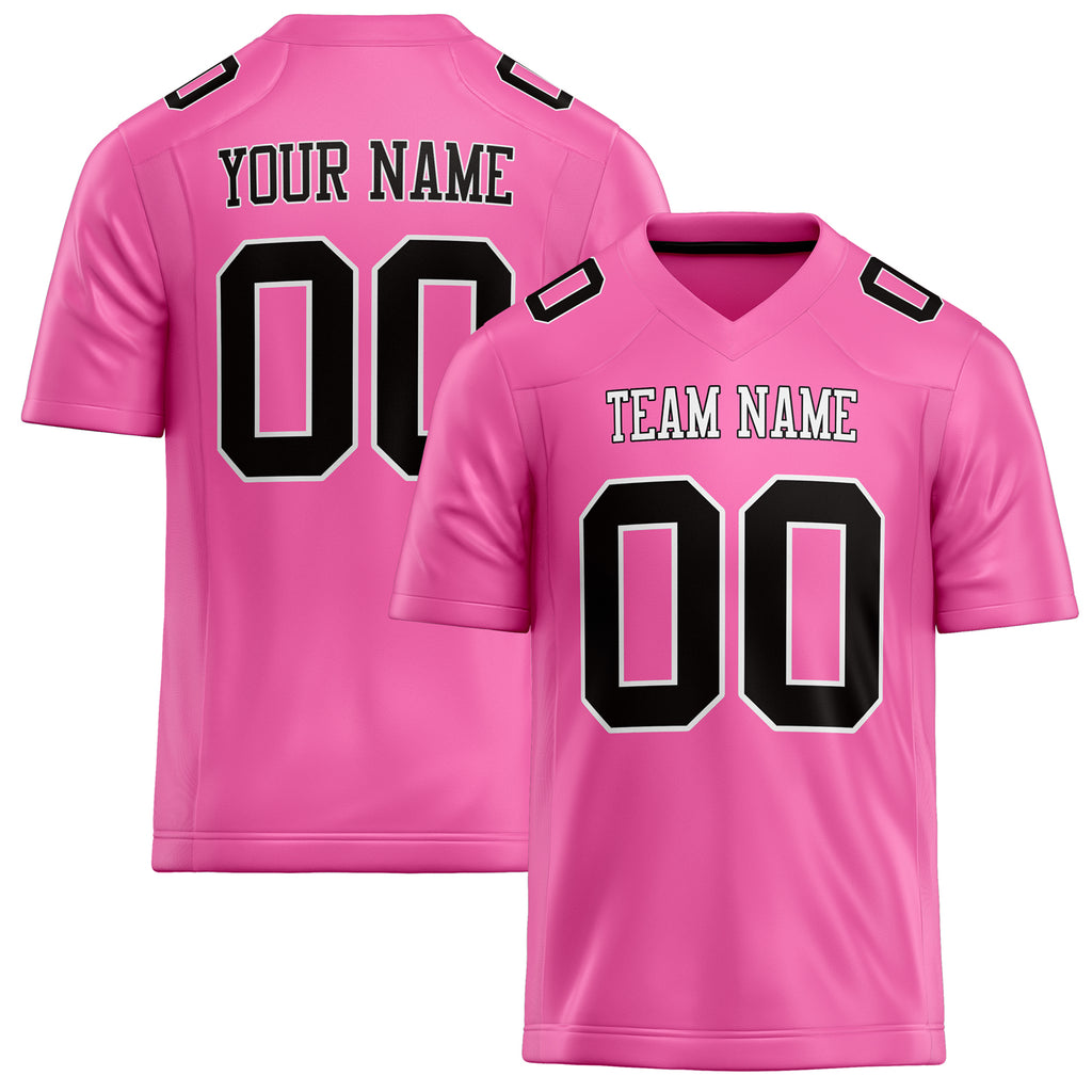 Personalized Pink Black Solid Colour Football Jersey FT02240730PI413