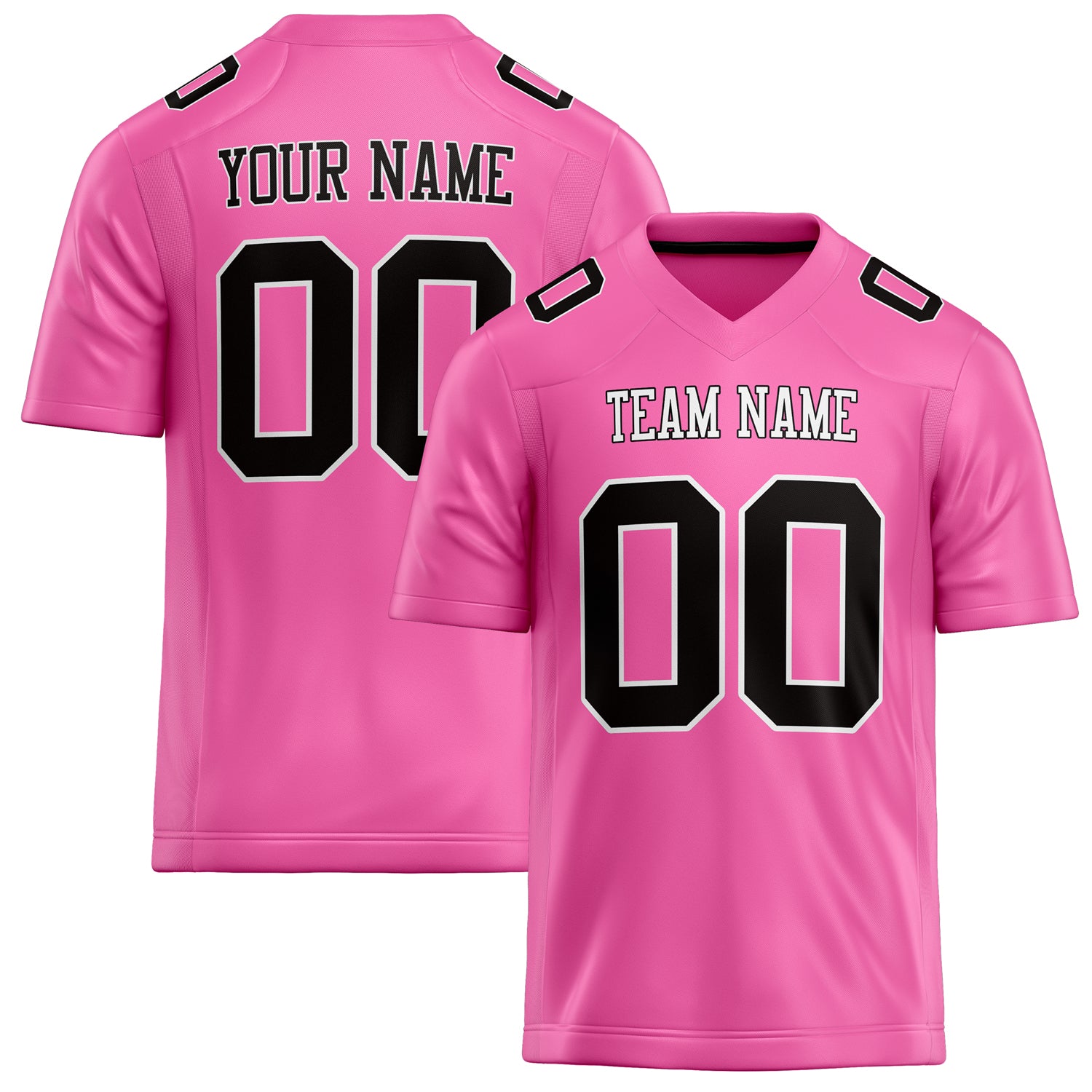 Personalized Pink Black Solid Colour Football Jersey FT02240730PI413