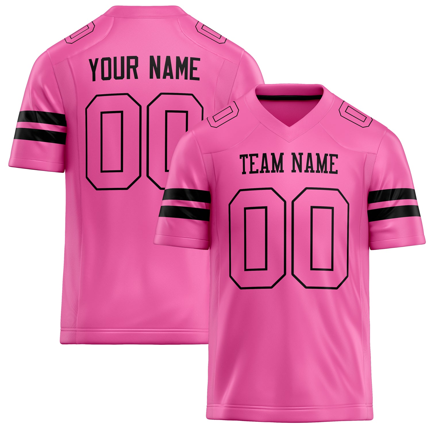 Personalized Pink Black Solid Colour Football Jersey FT02240730PI414