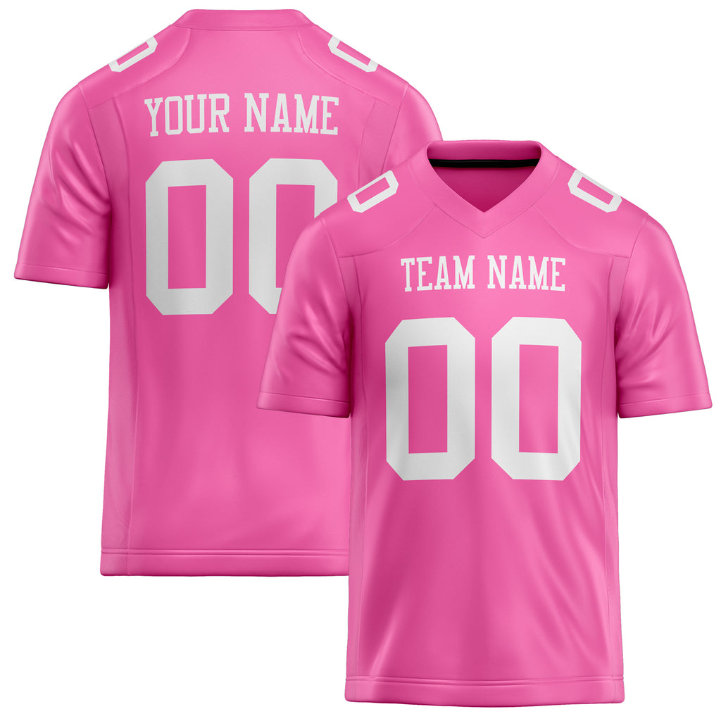 Personalized Pink White Solid Colour Football Jersey FT02240730PI415