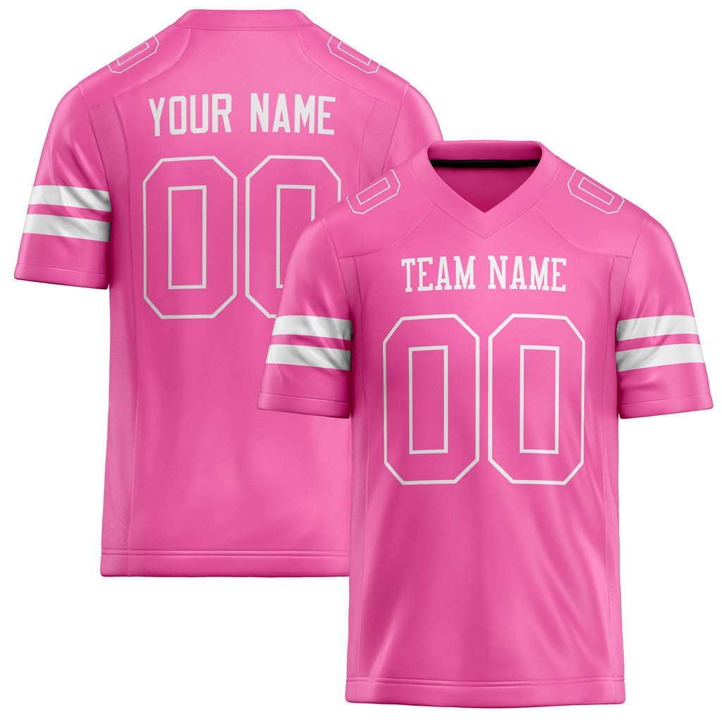 Personalized Pink White Solid Colour Football Jersey FT02240730PI416
