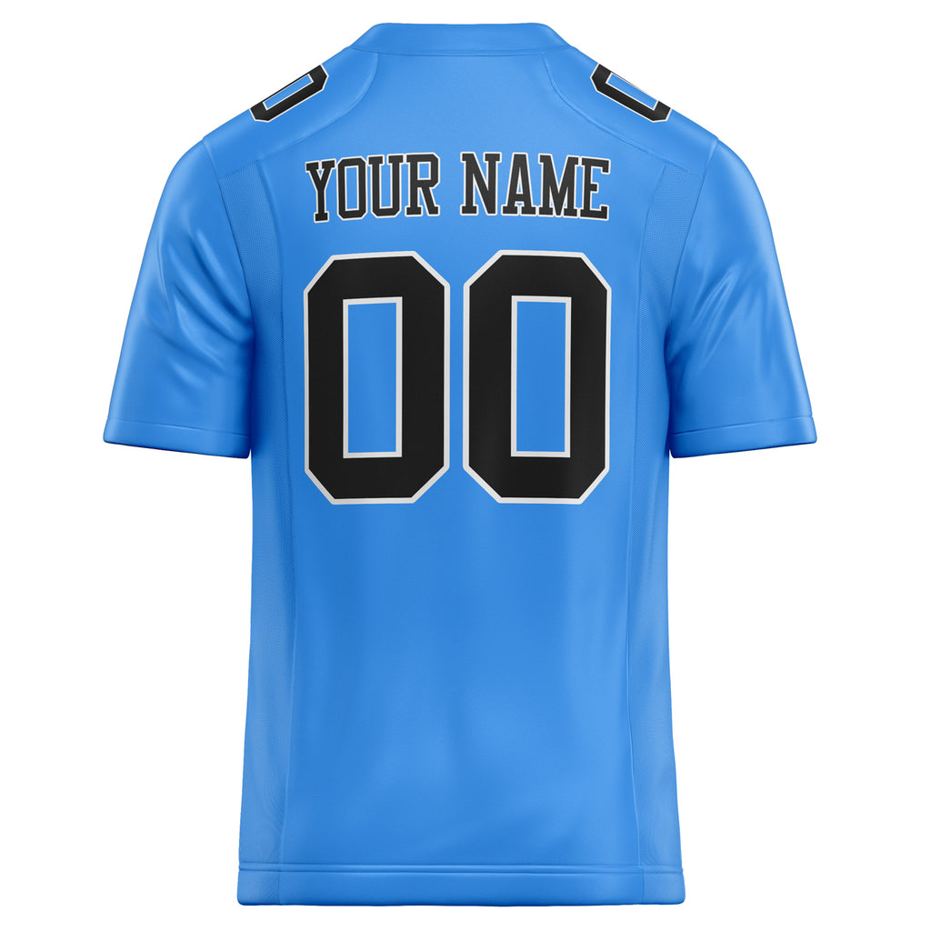 Personalized Powder & Blue Black Solid Colour Football Jersey