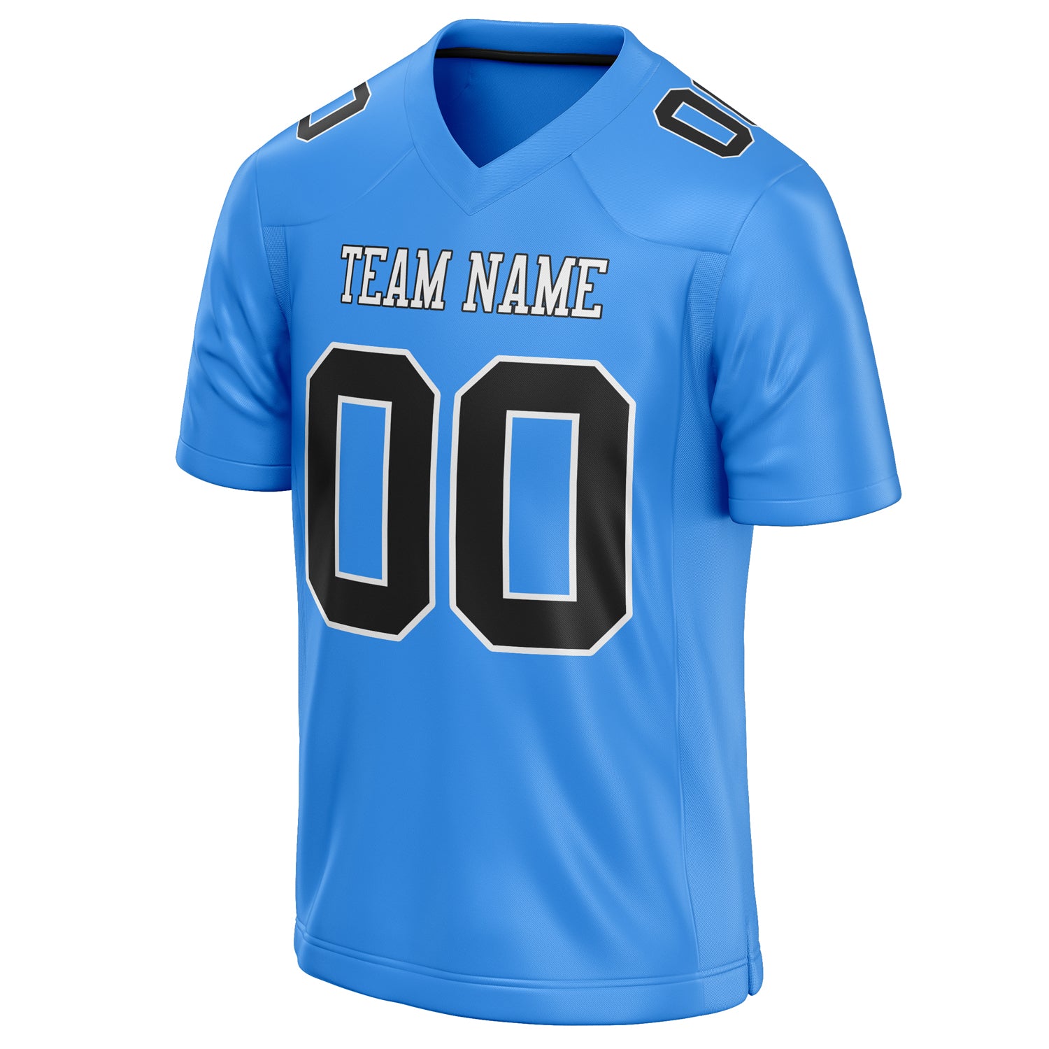 Personalized Powder & Blue Black Solid Colour Football Jersey