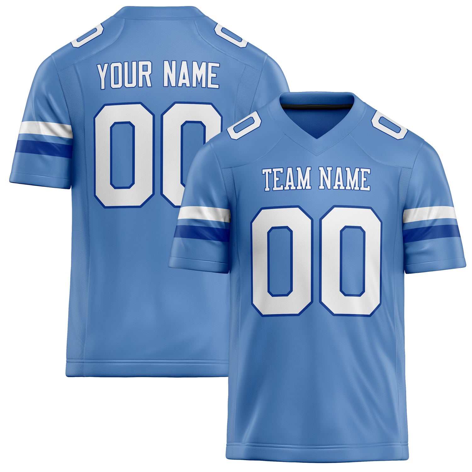 Personalized Powder Blue White Solid Colour Football Jersey FT02240730PO418