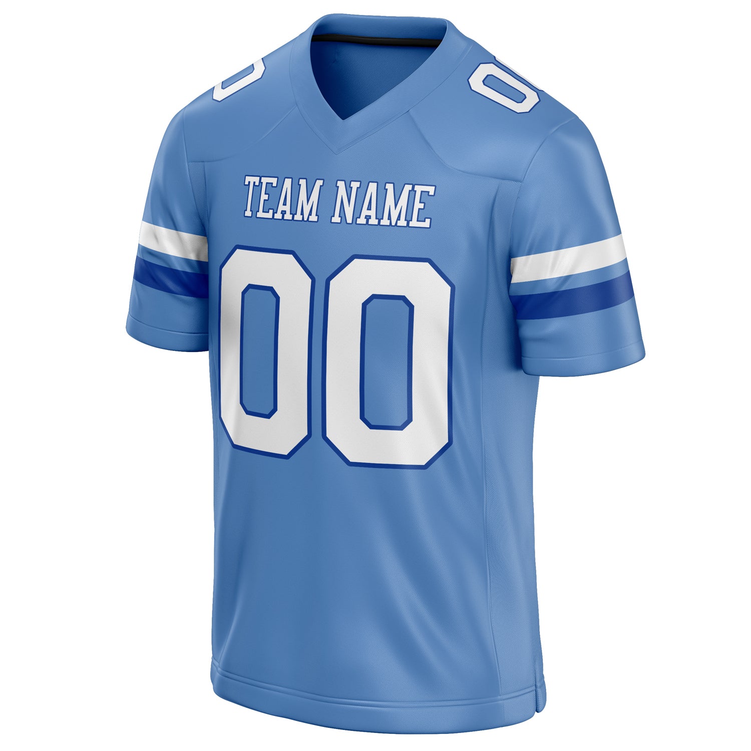 Personalized Powder & Blue White Solid Colour Football Jersey