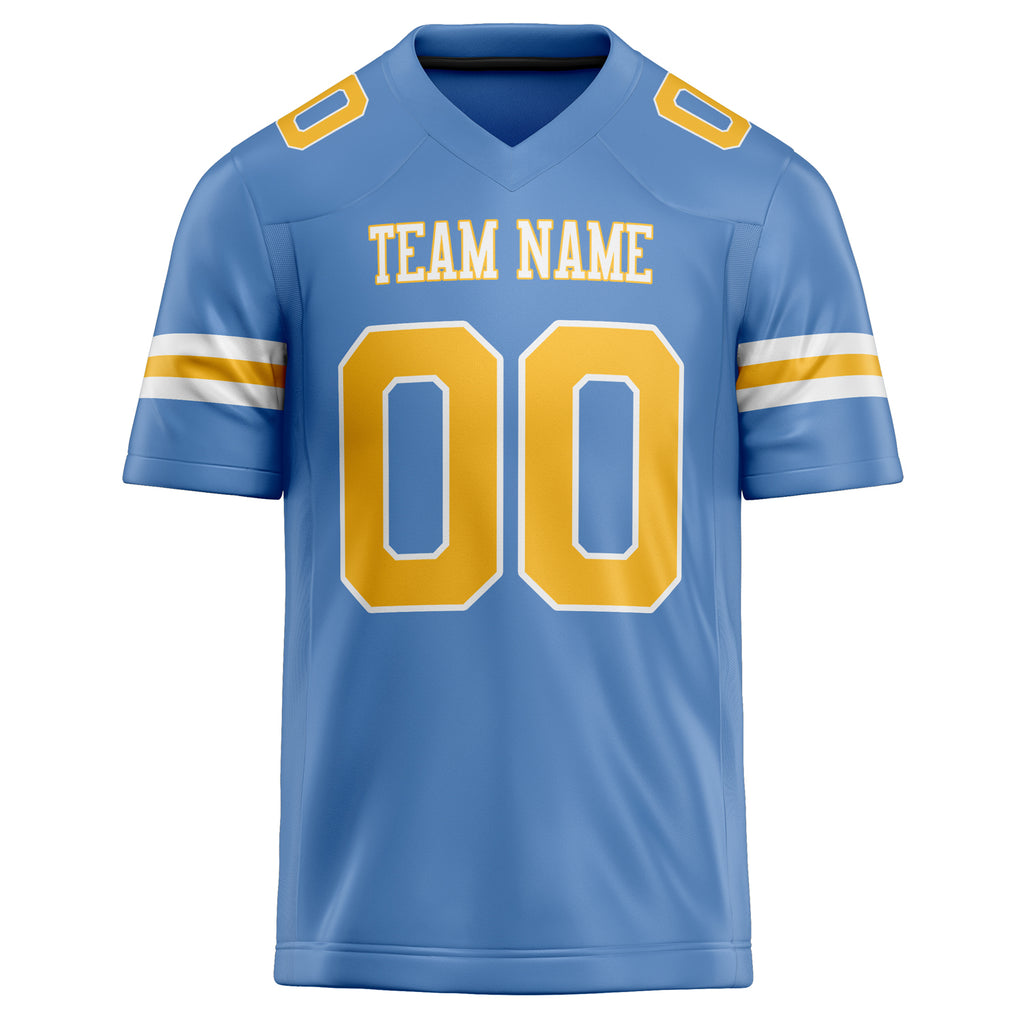Personalized Powder & Blue Gold Solid Colour Football Jersey