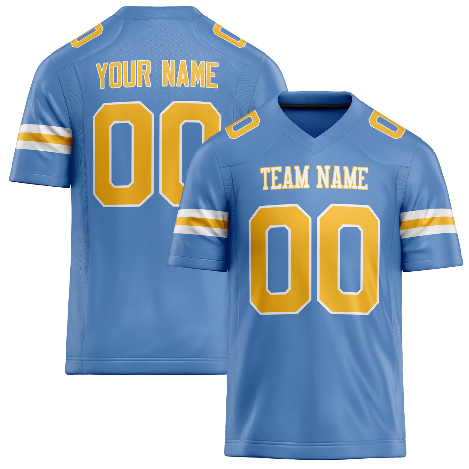 Personalized Powder Blue Gold Solid Colour Football Jersey FT02240730PO421