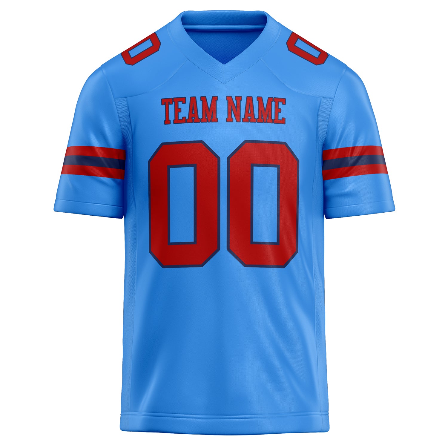 Personalized Powder & Blue red Solid Colour Football Jersey