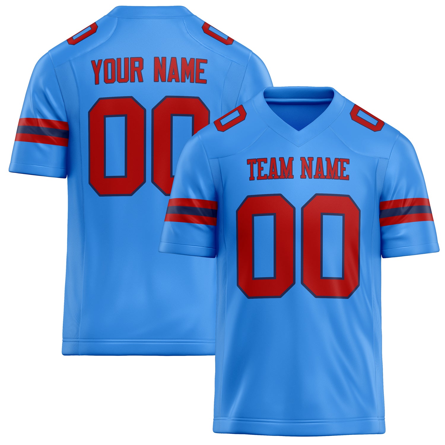 Personalized Powder Blue red Solid Colour Football Jersey FT02240730PO422