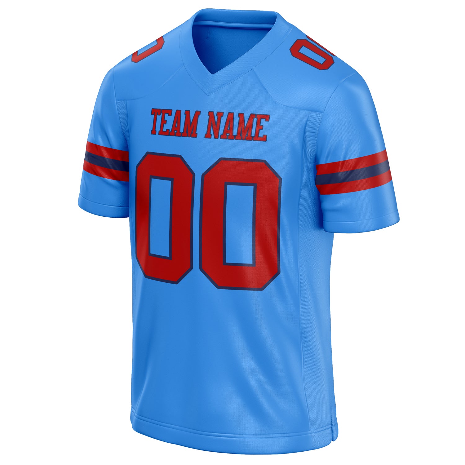 Personalized Powder & Blue red Solid Colour Football Jersey