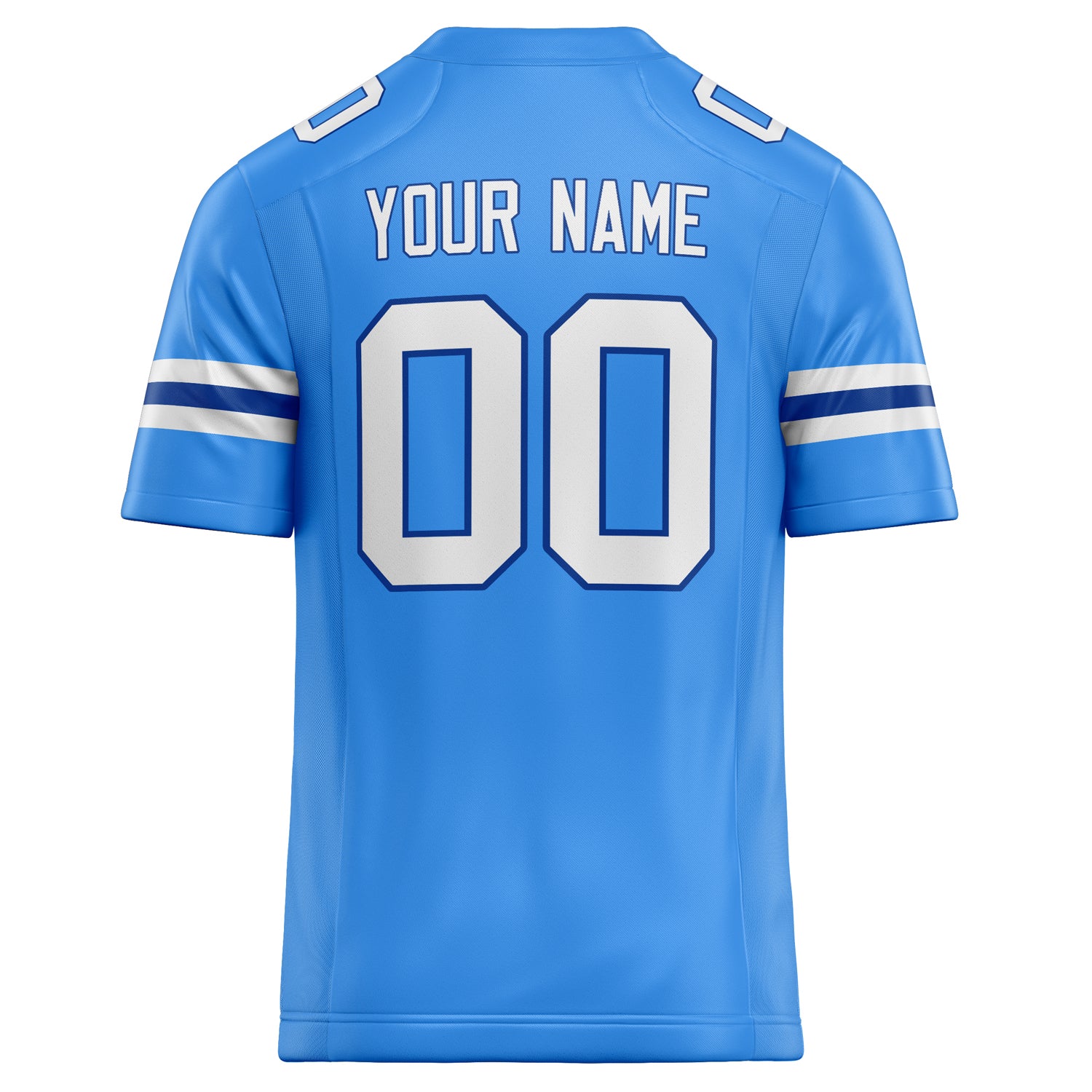 Personalized Powder & Blue White Solid Colour Football Jersey