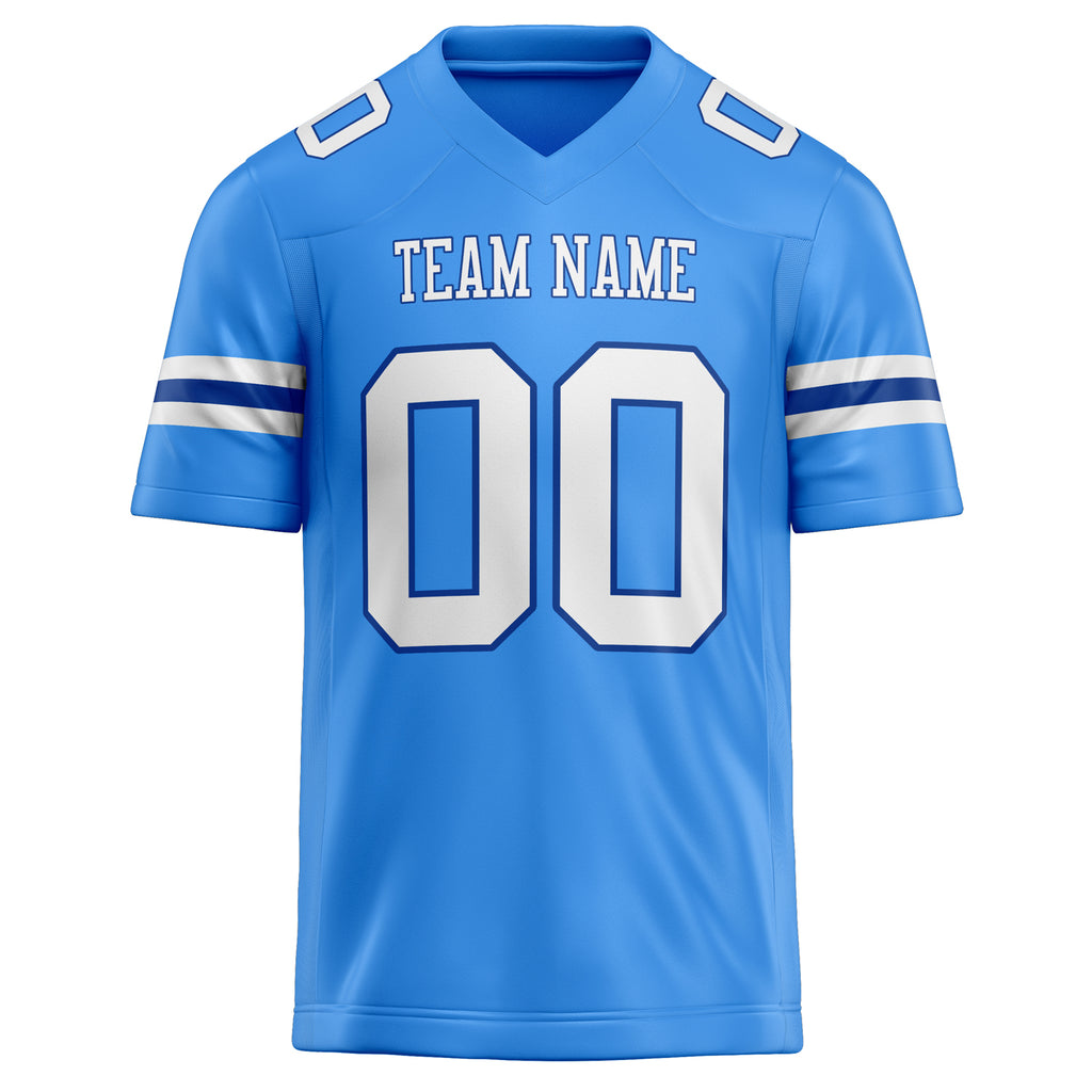 Personalized Powder & Blue White Solid Colour Football Jersey