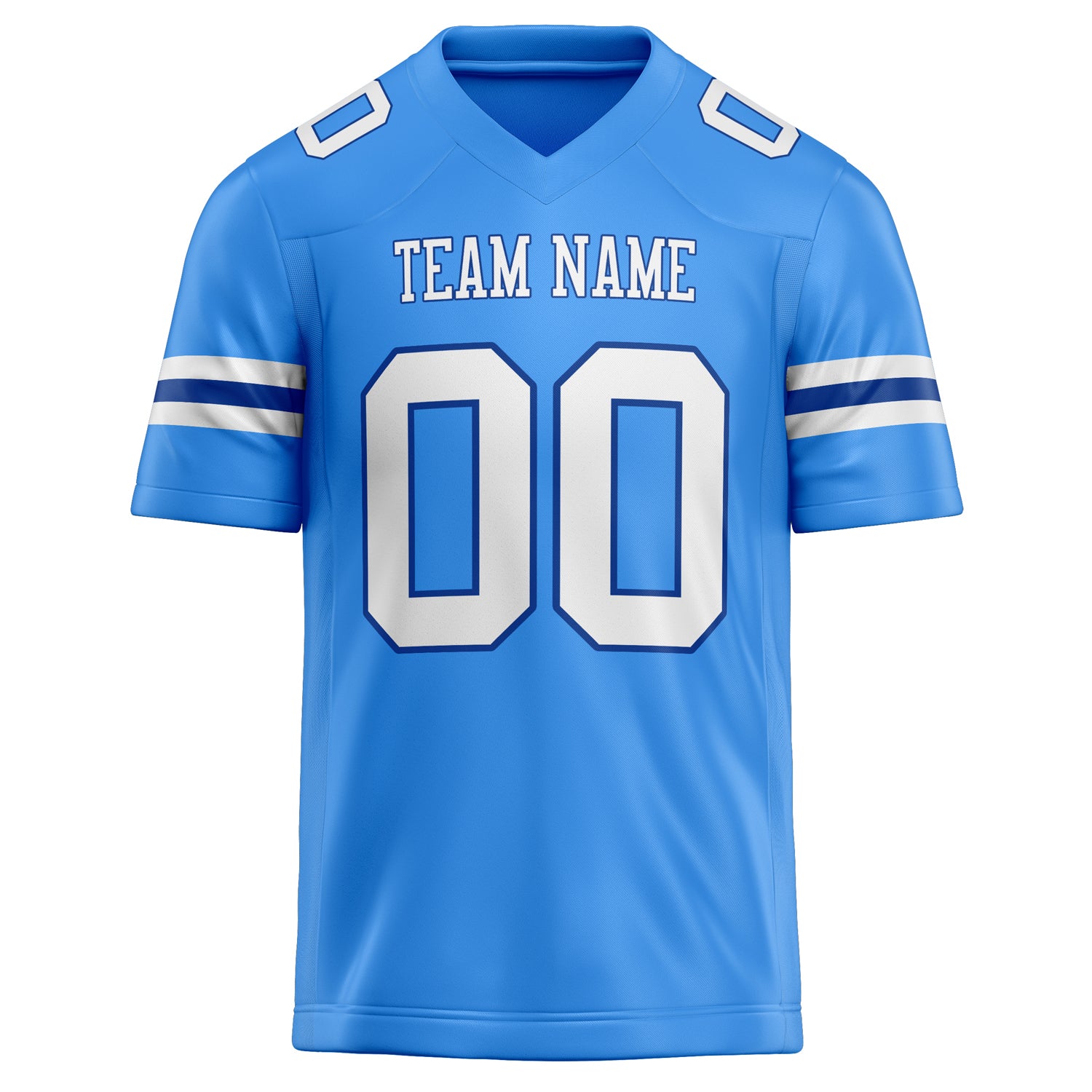 Personalized Powder & Blue White Solid Colour Football Jersey