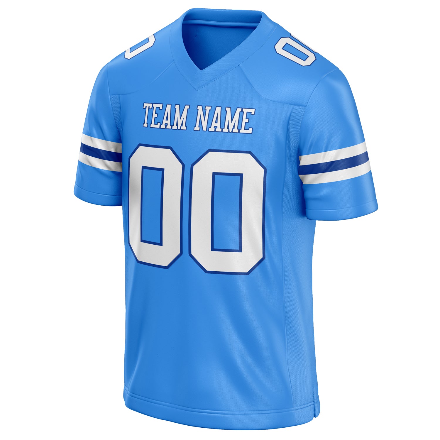 Personalized Powder & Blue White Solid Colour Football Jersey