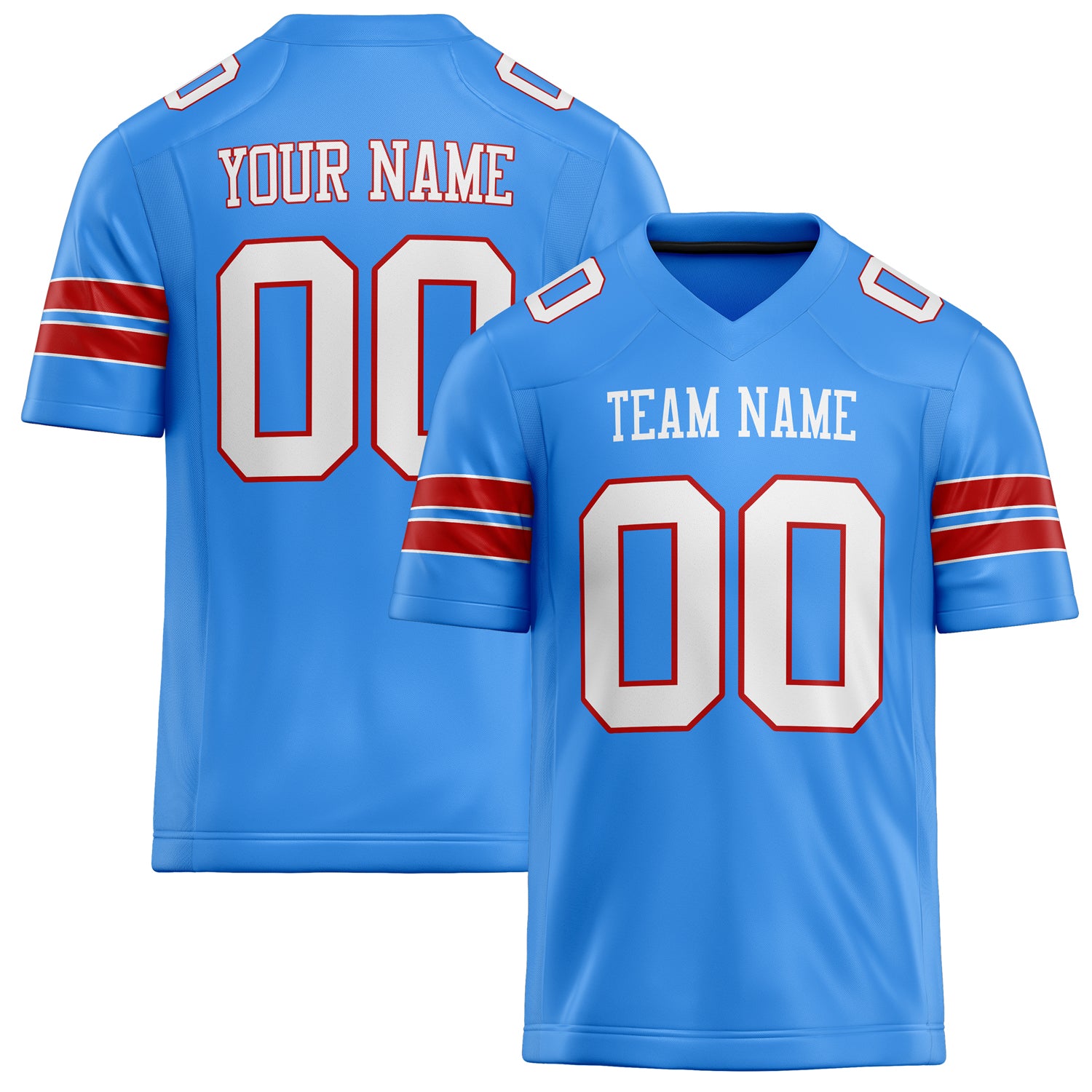 Personalized Powder Blue White Solid Colour Football Jersey FT02240730PO424