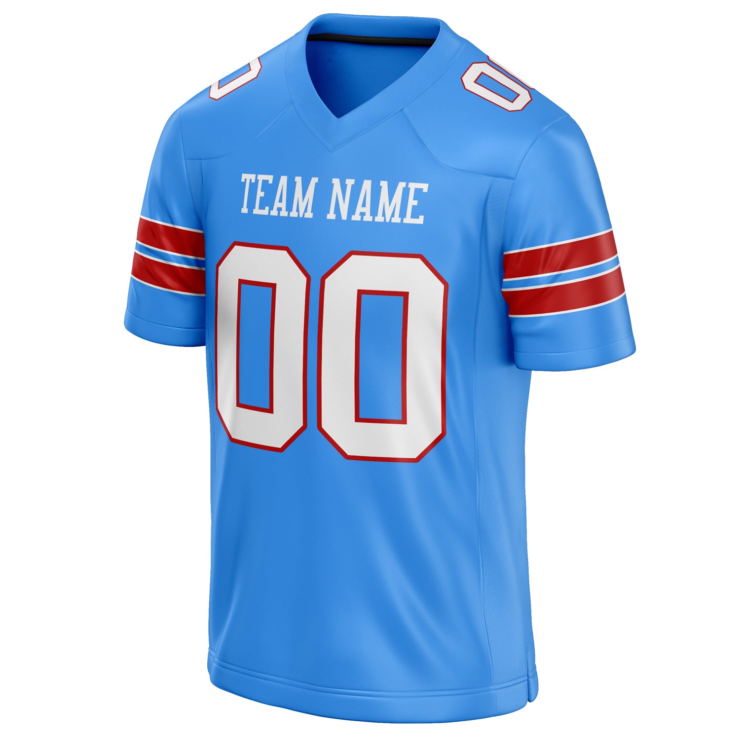 Personalized Powder & Blue White Solid Colour Football Jersey