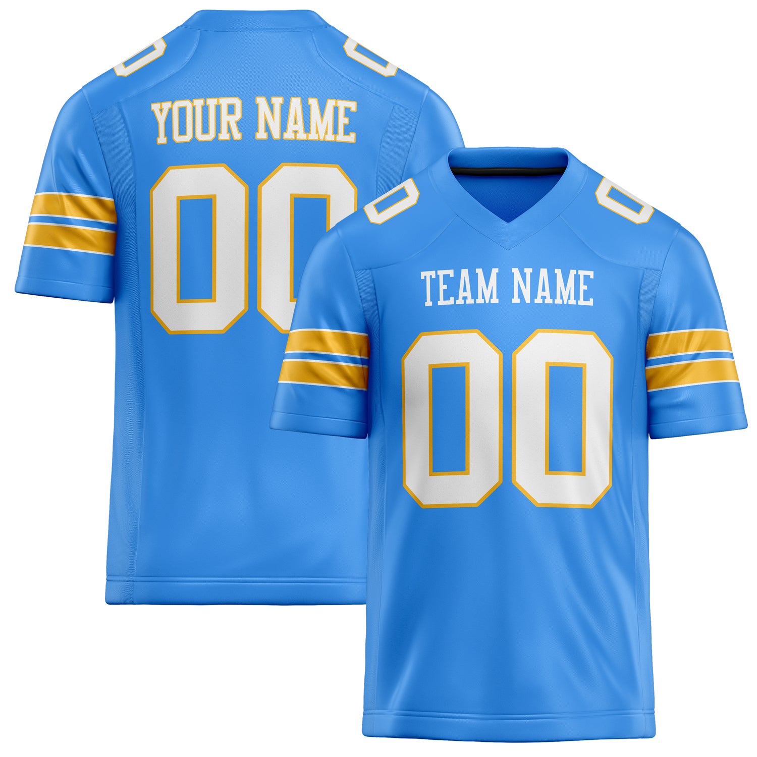 Personalized Powder Blue White Solid Colour Football Jersey FT02240730PO425