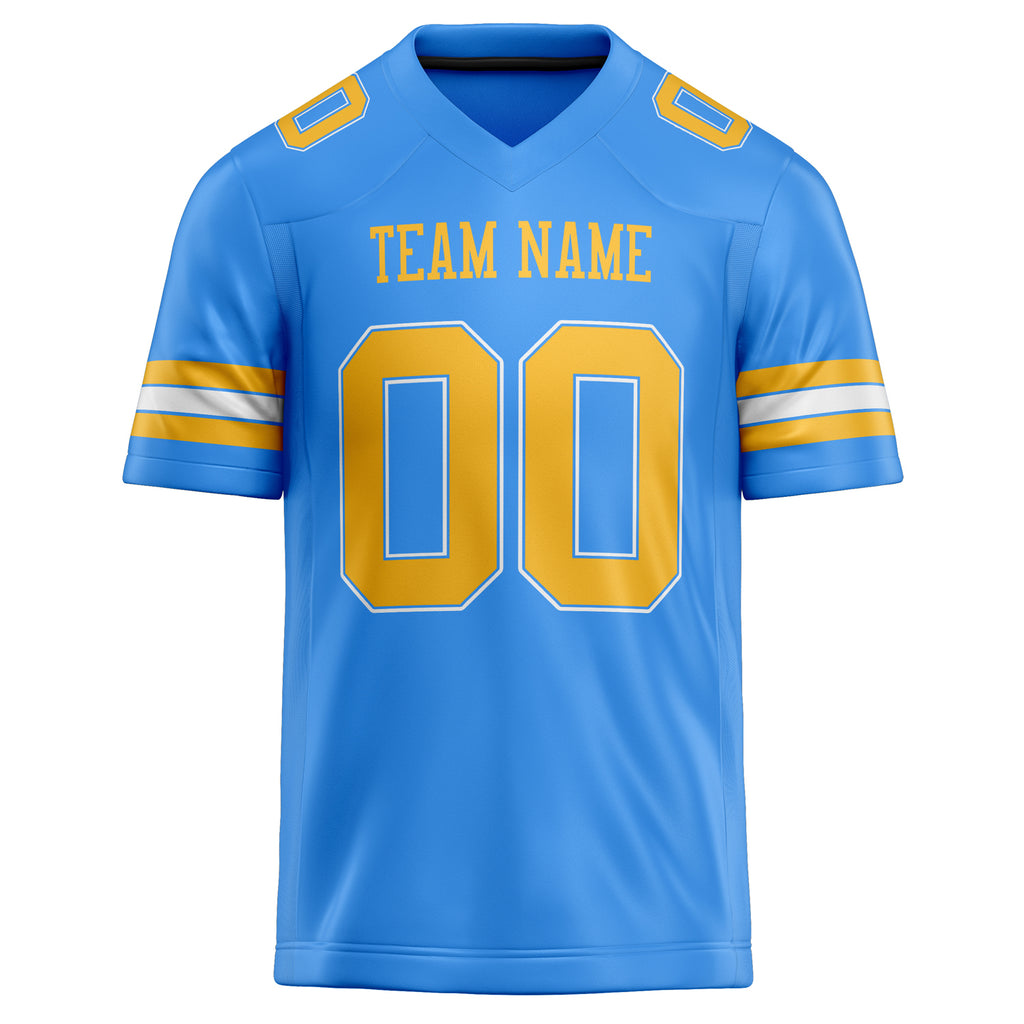 Personalized Powder & Blue Gold Solid Colour Football Jersey