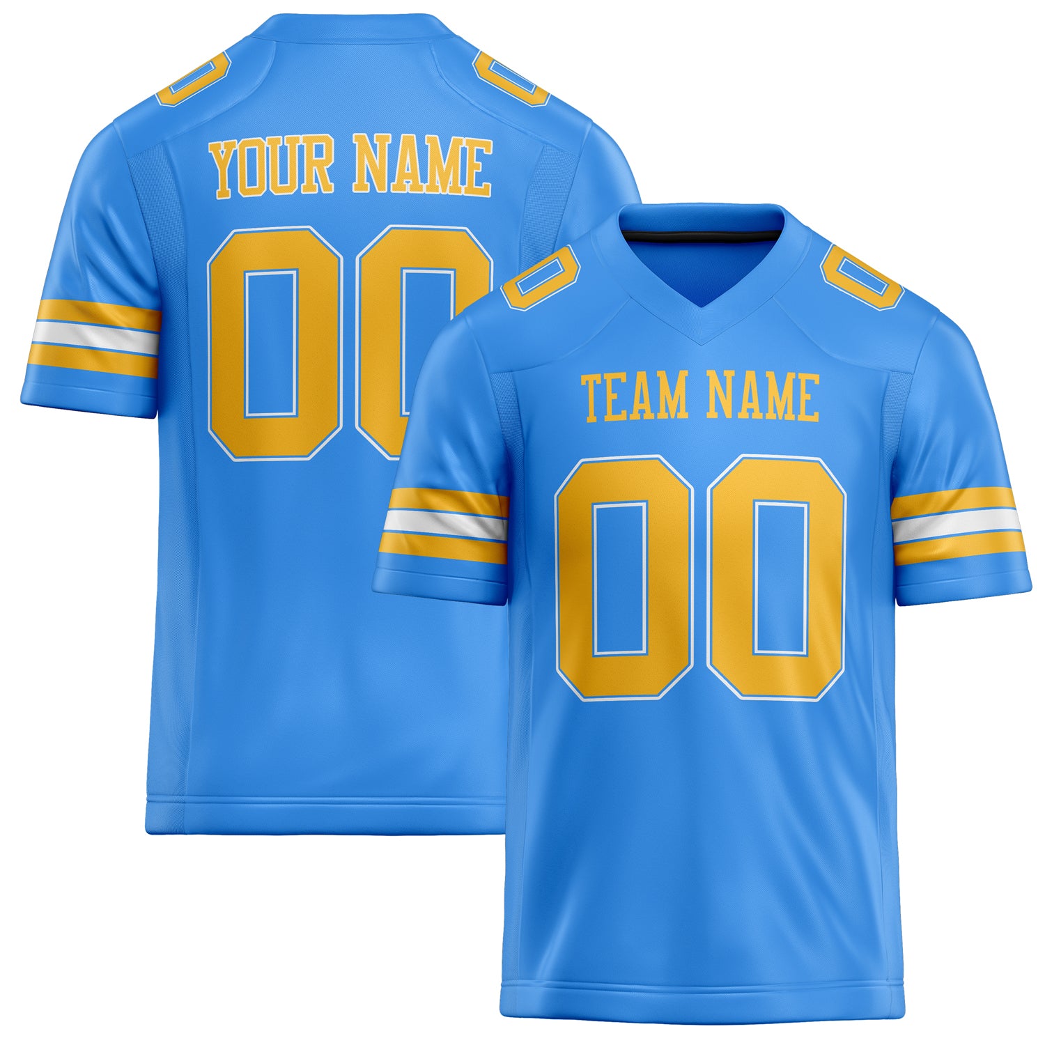 Personalized Powder Blue Gold Solid Colour Football Jersey FT02240730PO426