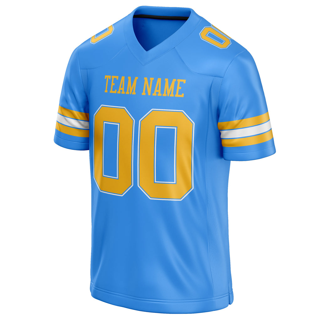 Personalized Powder & Blue Gold Solid Colour Football Jersey