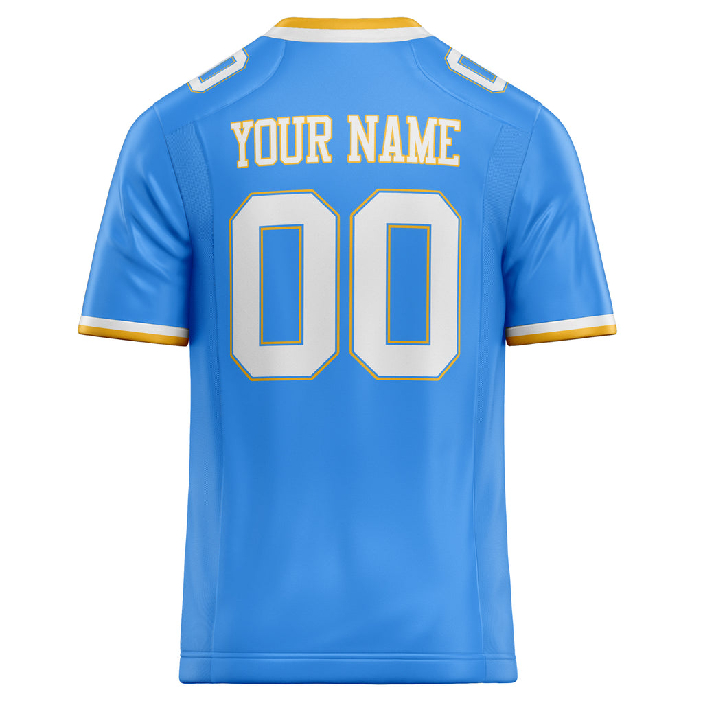Personalized Powder & Blue White Solid Colour Football Jersey