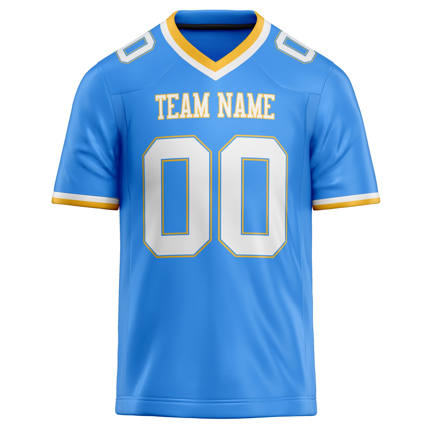 Personalized Powder & Blue White Solid Colour Football Jersey