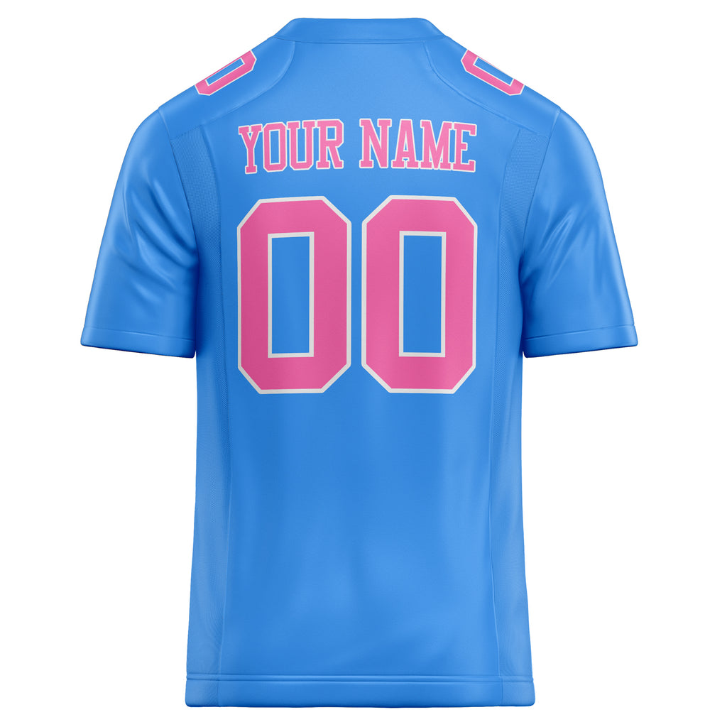 Personalized Powder & Blue pink Solid Colour Football Jersey