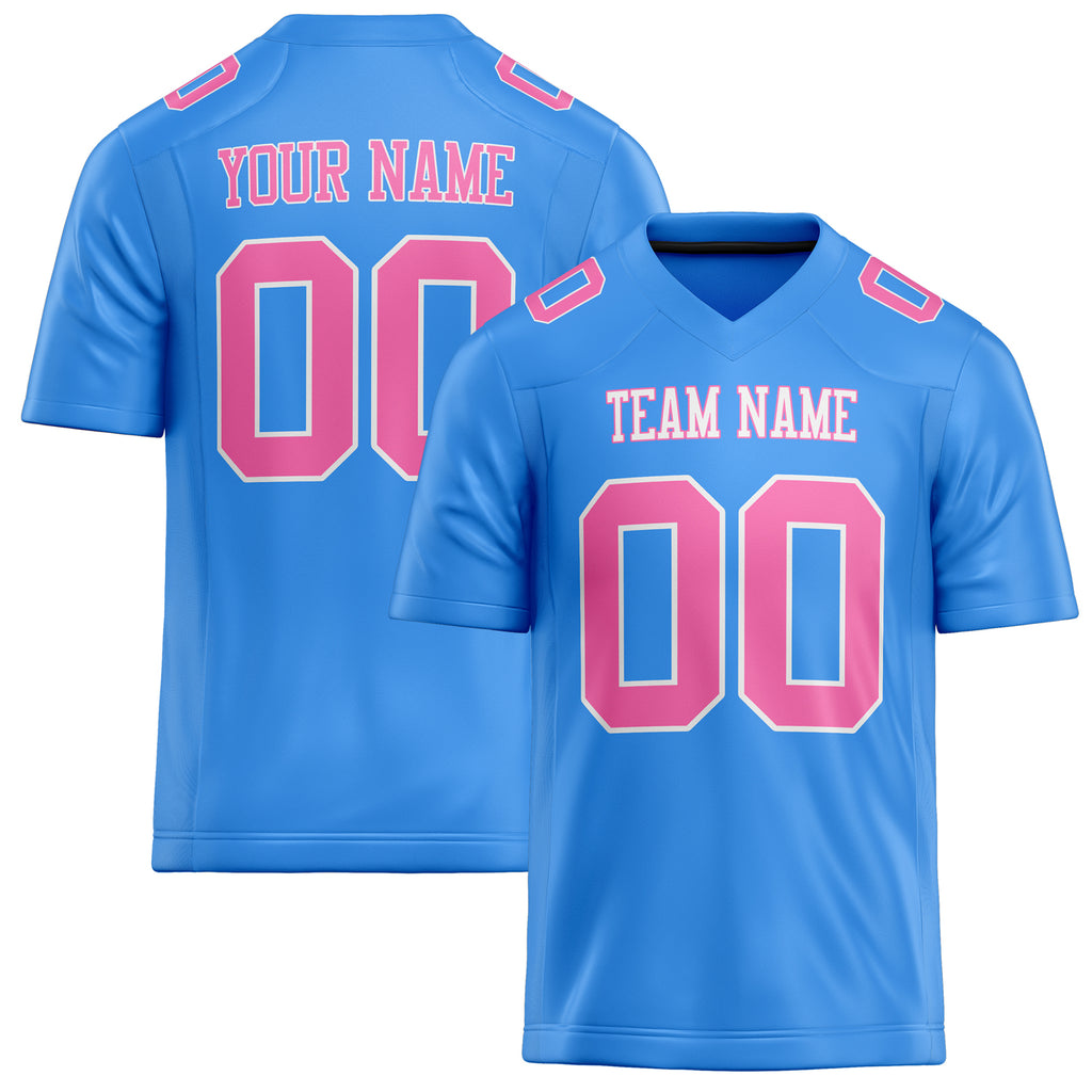 Personalized Powder Blue pink Solid Colour Football Jersey FT02240730PO428
