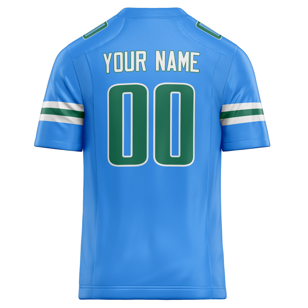 Personalized Powder & Blue Kelly Green Solid Colour Football Jersey