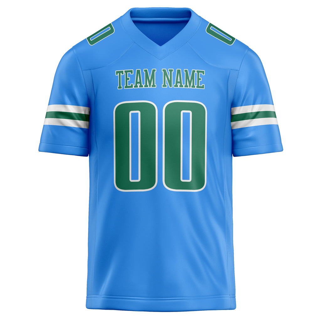 Personalized Powder & Blue Kelly Green Solid Colour Football Jersey