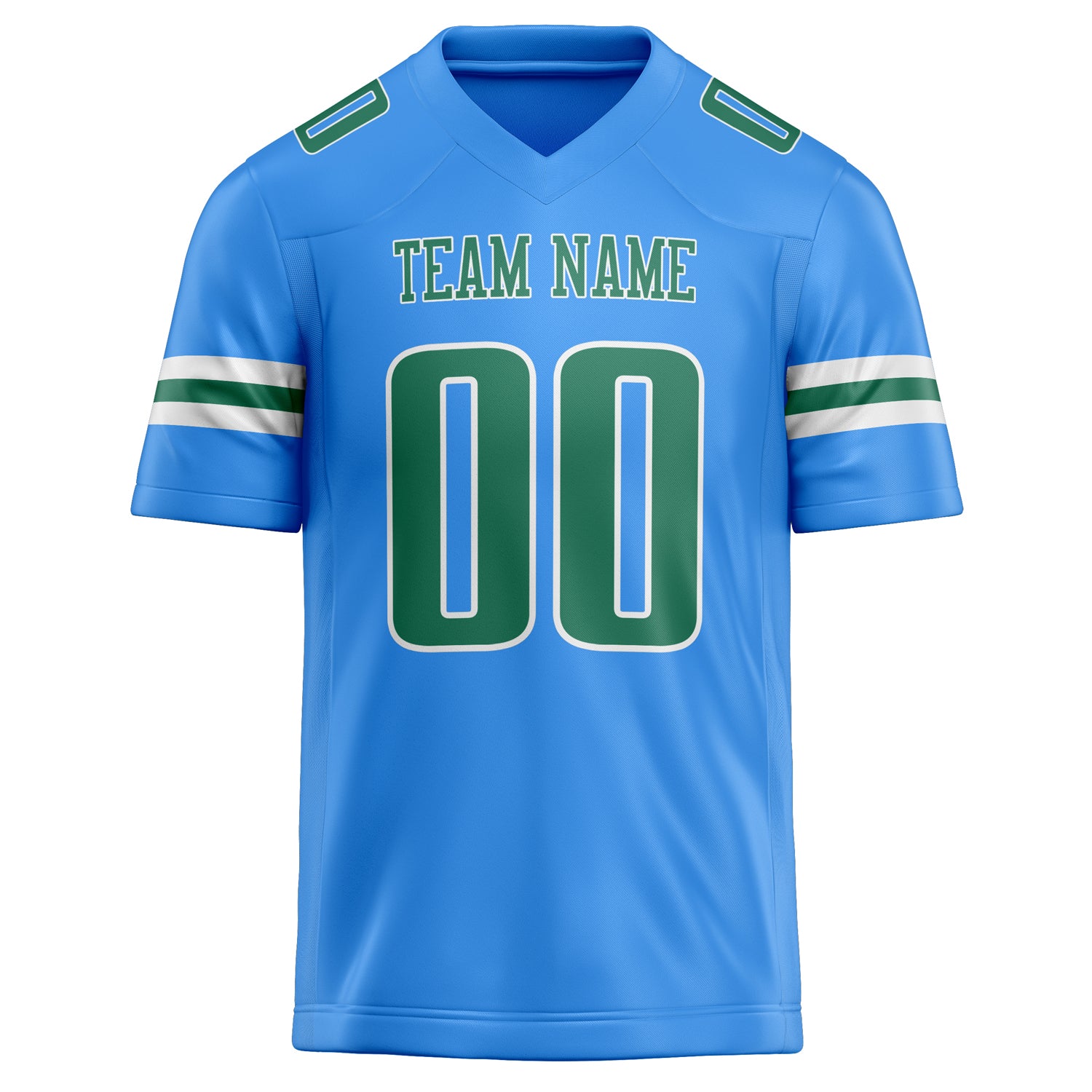 Personalized Powder & Blue Kelly Green Solid Colour Football Jersey