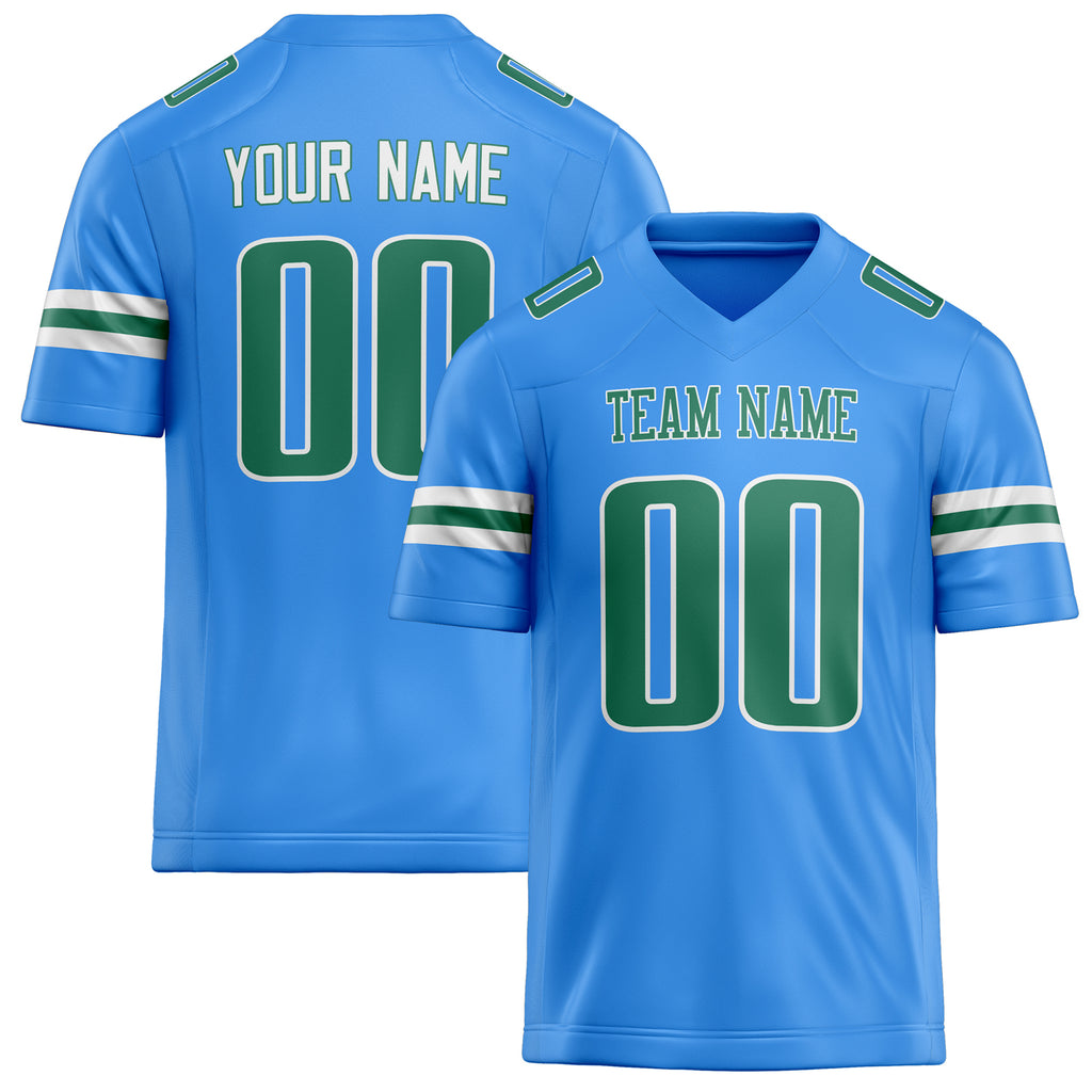 Personalized Powder Blue Kelly Green Solid Colour Football Jersey FT02240730PO429