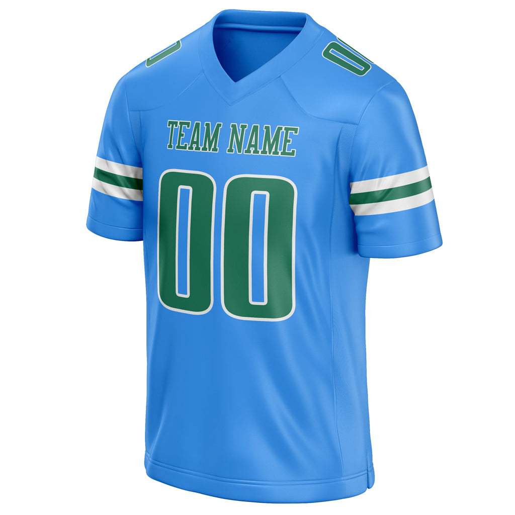 Personalized Powder & Blue Kelly Green Solid Colour Football Jersey