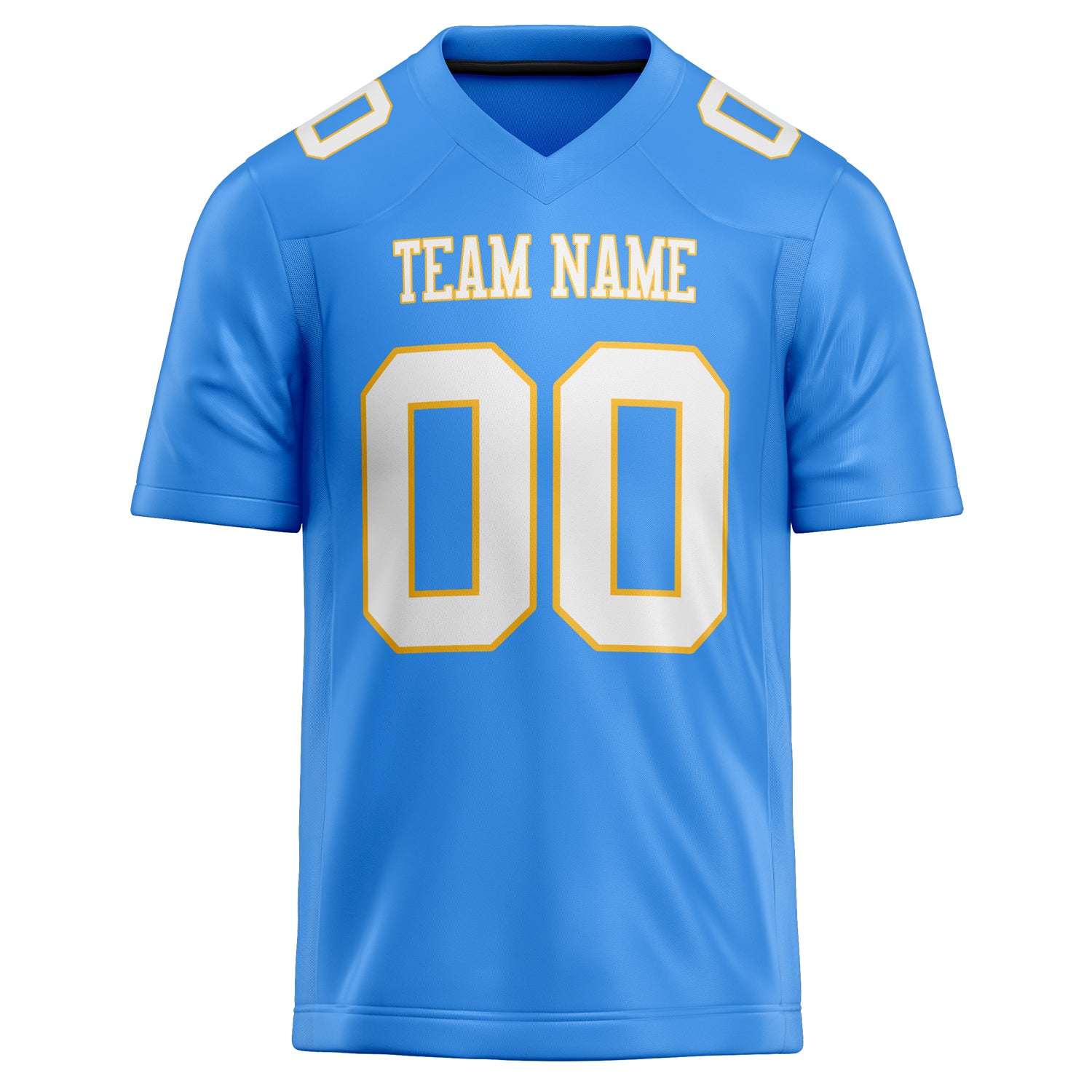 Personalized Powder & Blue White Solid Colour Football Jersey