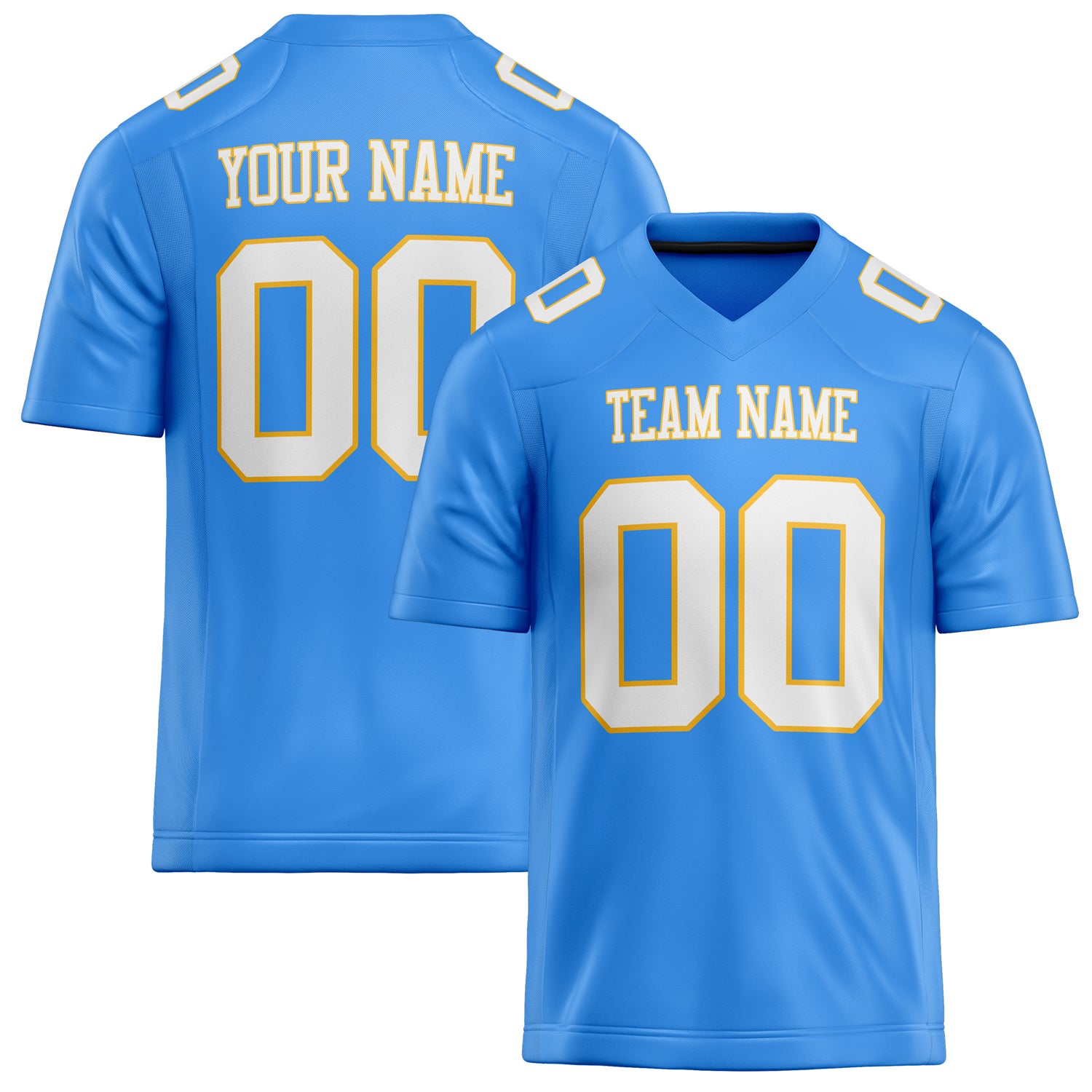 Personalized Powder Blue White Solid Colour Football Jersey FT02240730PO430