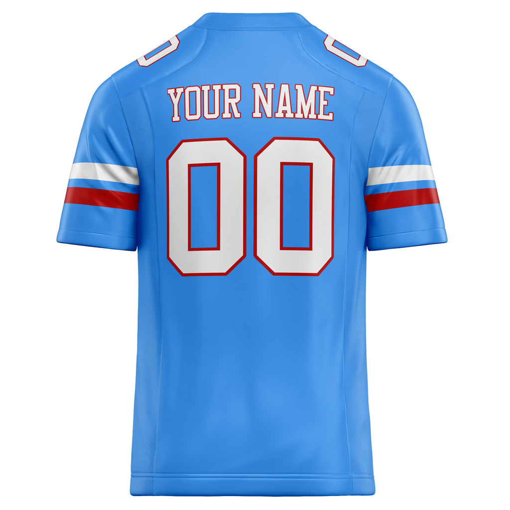 Personalized Powder & Blue White Solid Colour Football Jersey