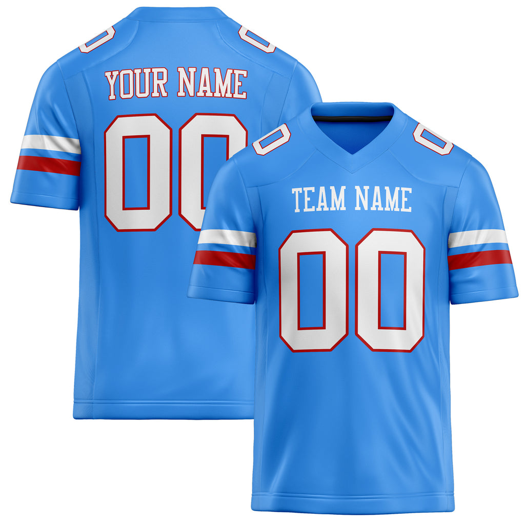 Personalized Powder Blue White Solid Colour Football Jersey FT02240730PO431