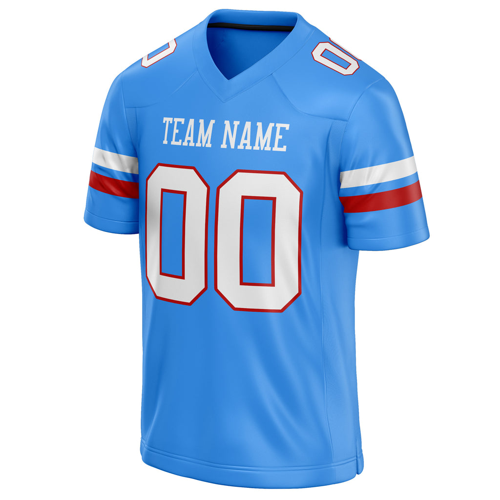 Personalized Powder & Blue White Solid Colour Football Jersey