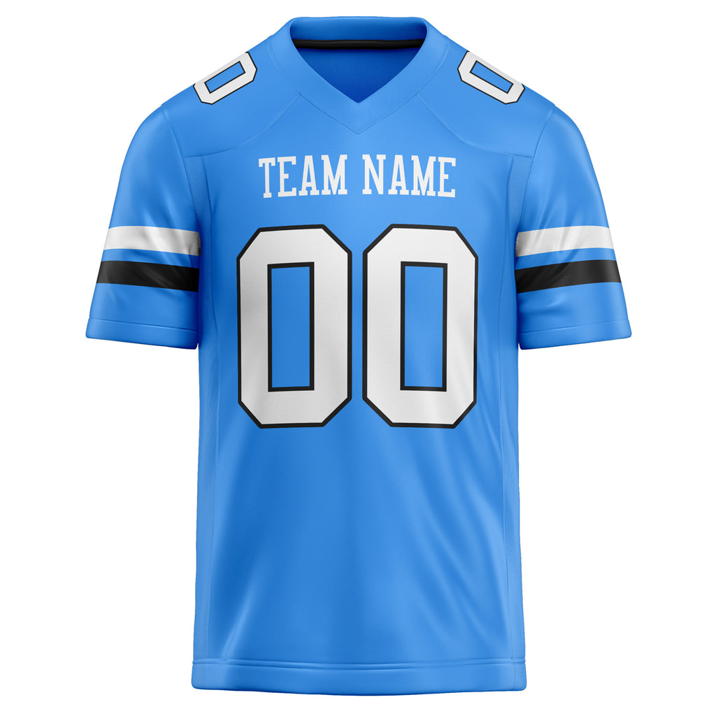 Personalized Powder & Blue White Solid Colour Football Jersey