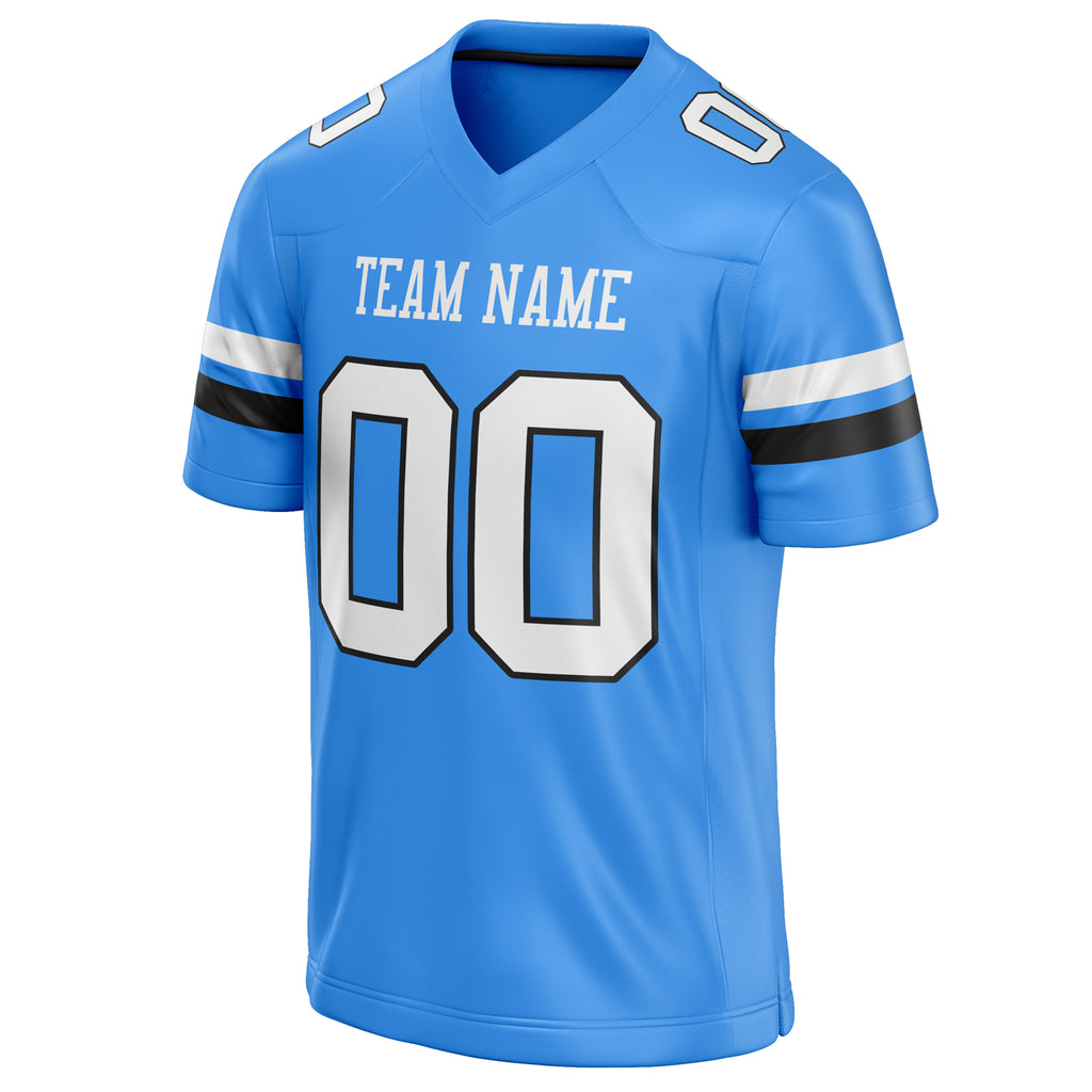 Personalized Powder & Blue White Solid Colour Football Jersey